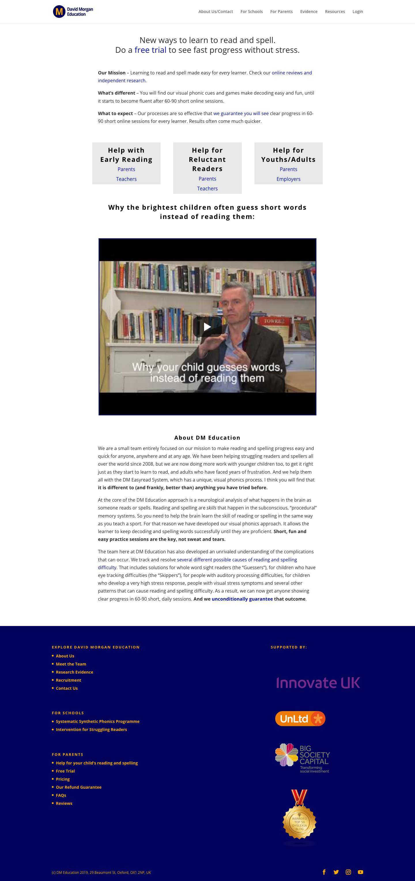 David Morgan Education | Learning to read and spell made easy for everyone - Full Screenshot