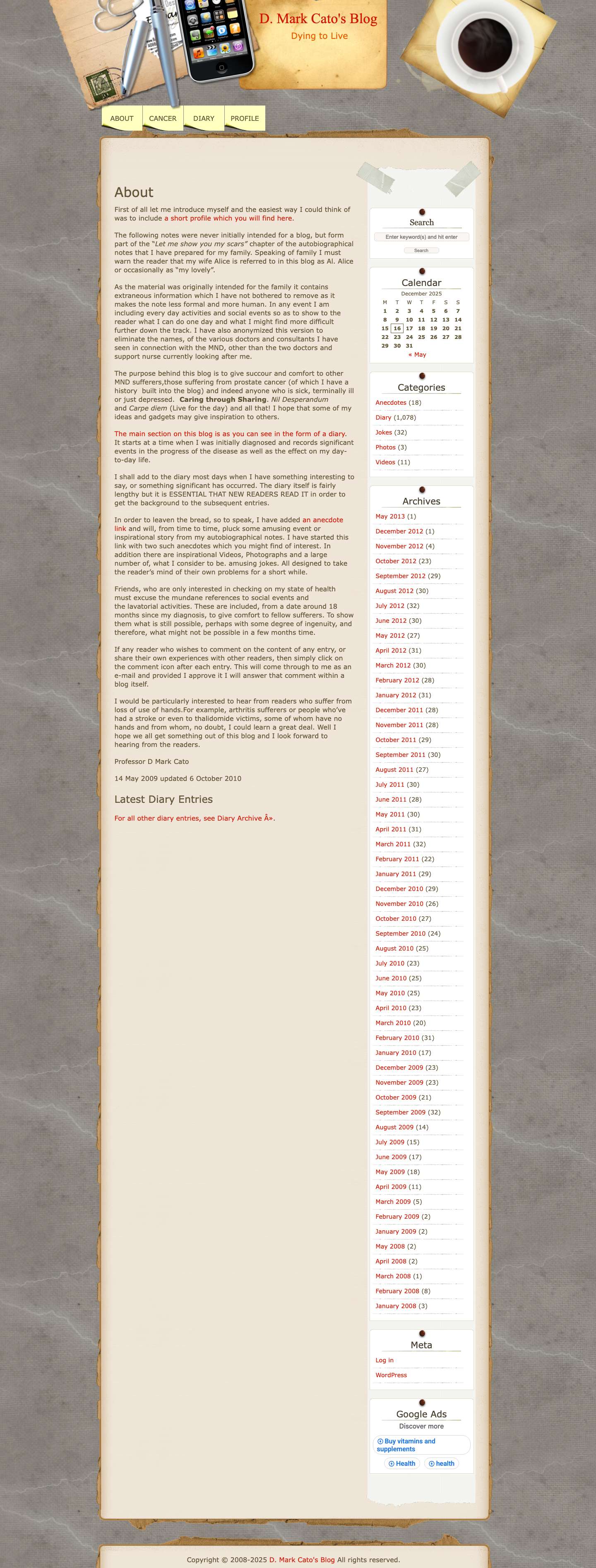 D. Mark Cato's Blog – Dying to Live - Full Screenshot