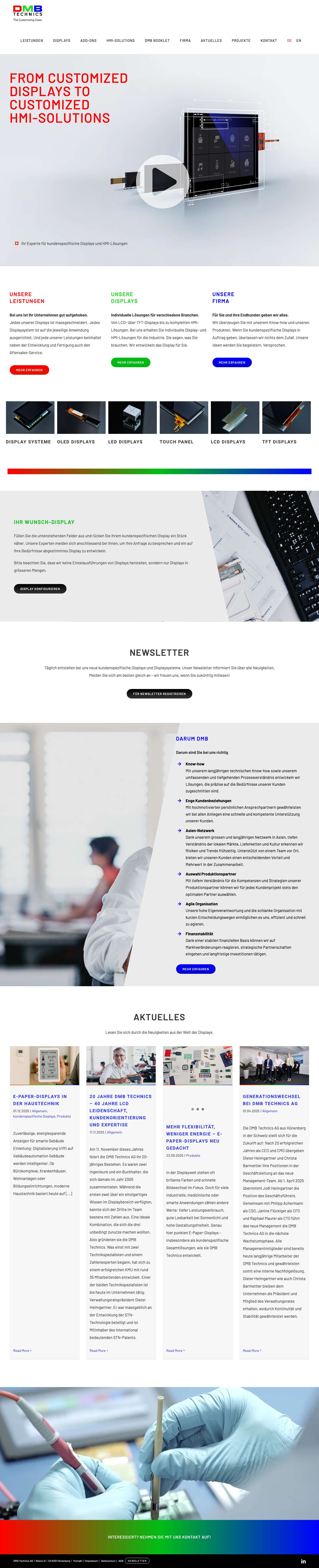 DMB Technics - Ihr Experte für kundenspezfische Displays und HMI-Lösungen - Full Screenshot