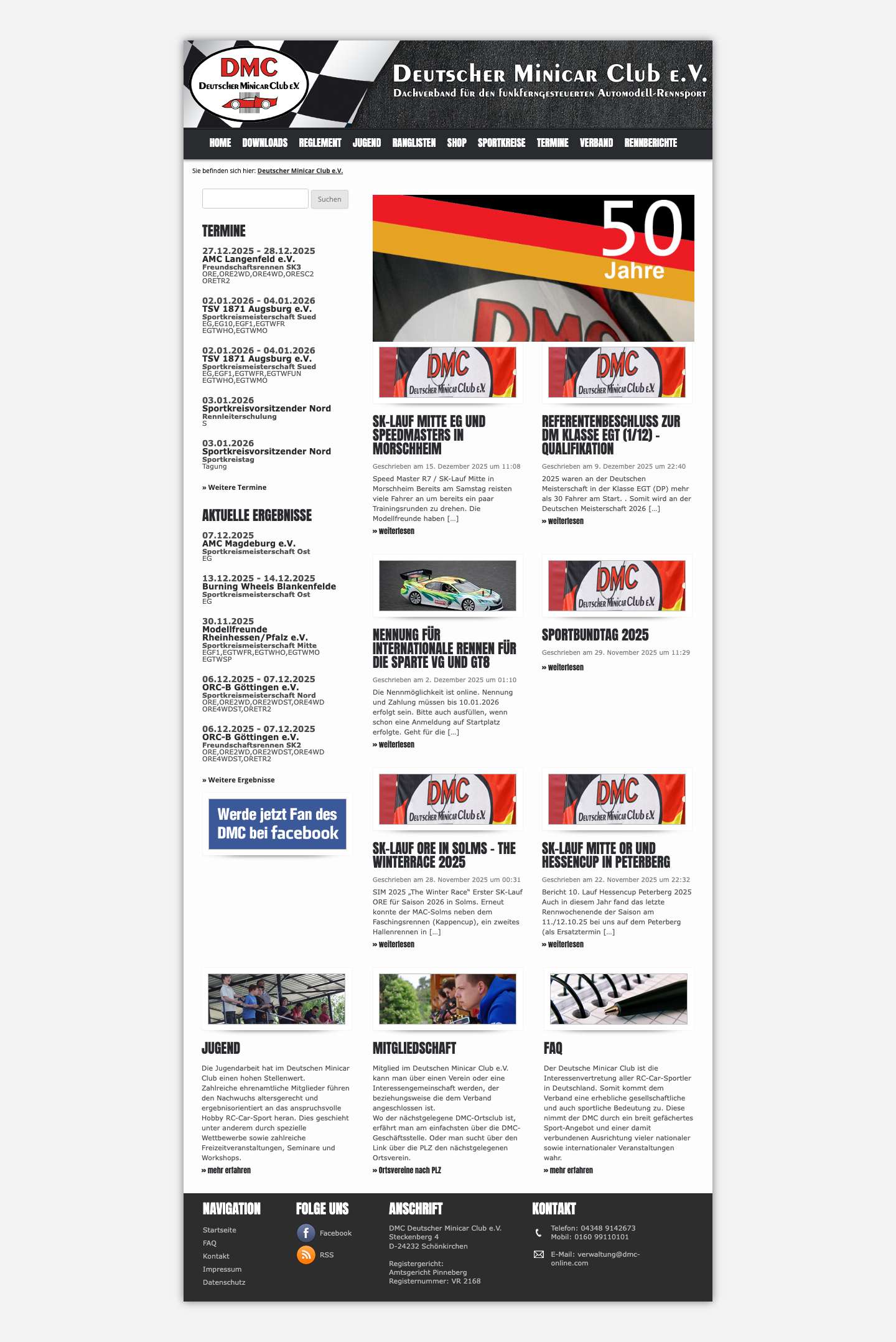 Deutscher Minicar Club e.V. | Dachverband für den funkferngesteuerten Automodell-Rennsport in der Bundesrepublik Deutschland - Full Screenshot