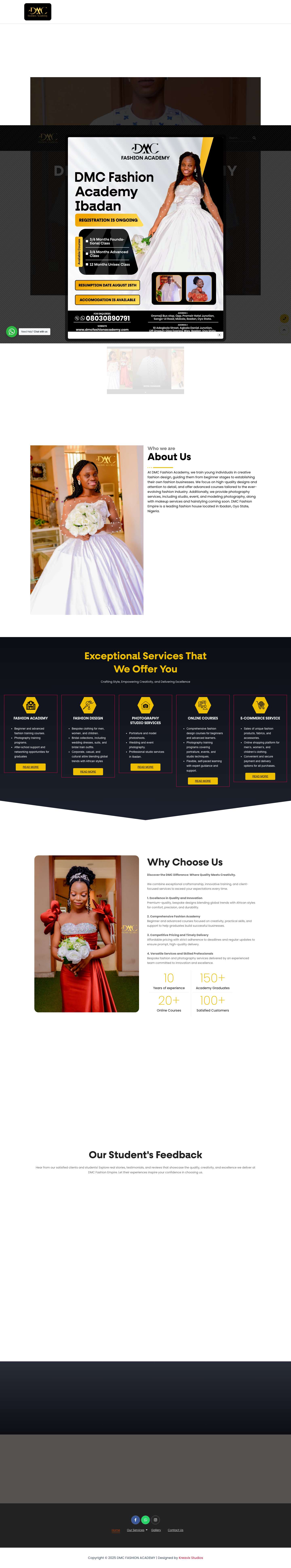 DMC FASHION ACADEMY – This website is about the best fashion school in the city of Ibadan - Full Screenshot