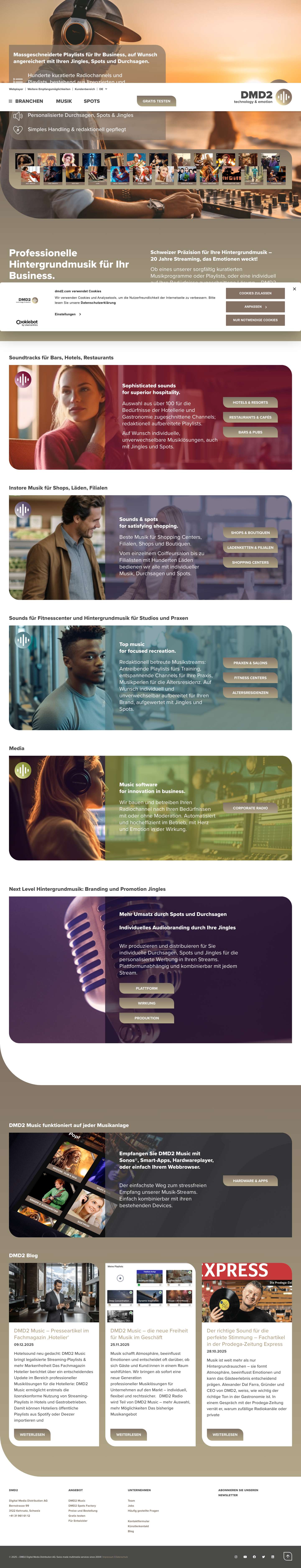 DMD2 – Hintergrundmusik für Unternehmen - Hintergrundmusik für Ihr Business - Full Screenshot