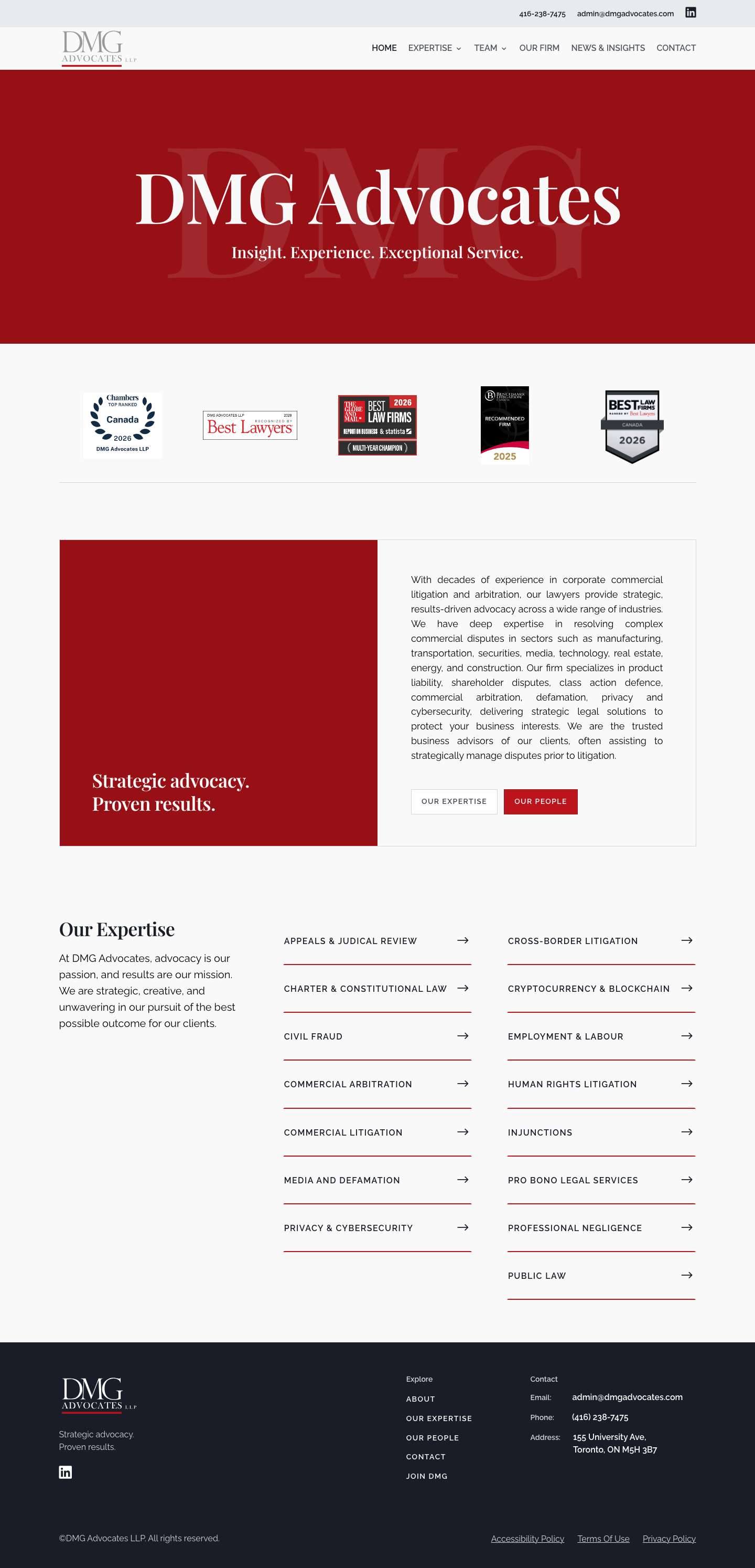 DMG Advocates - Corporate Litigation Lawyers, Toronto, Canada - Full Screenshot