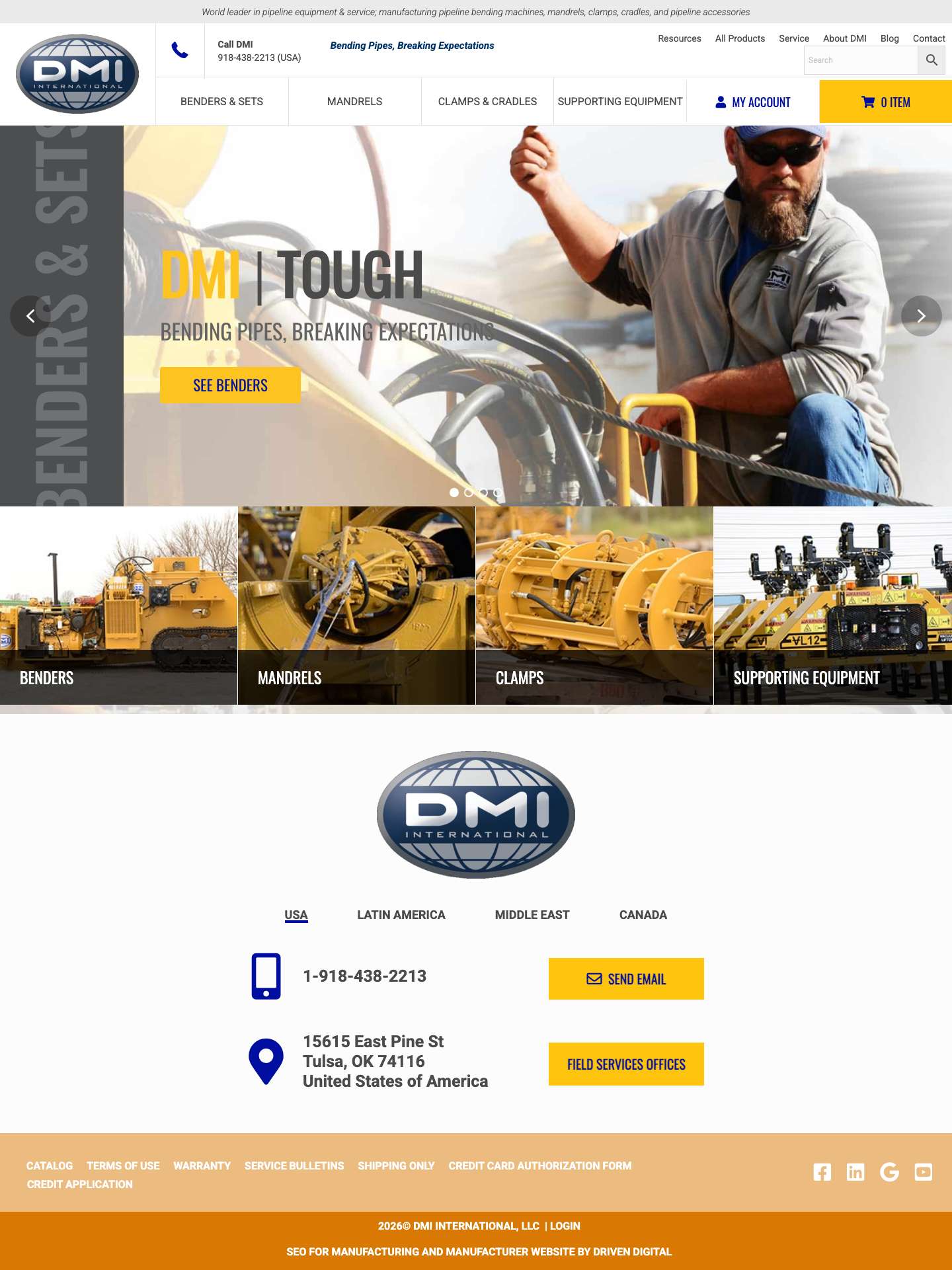 Pipeline Bending Equipment - Pipeline Service - DMI International, LLC - Full Screenshot