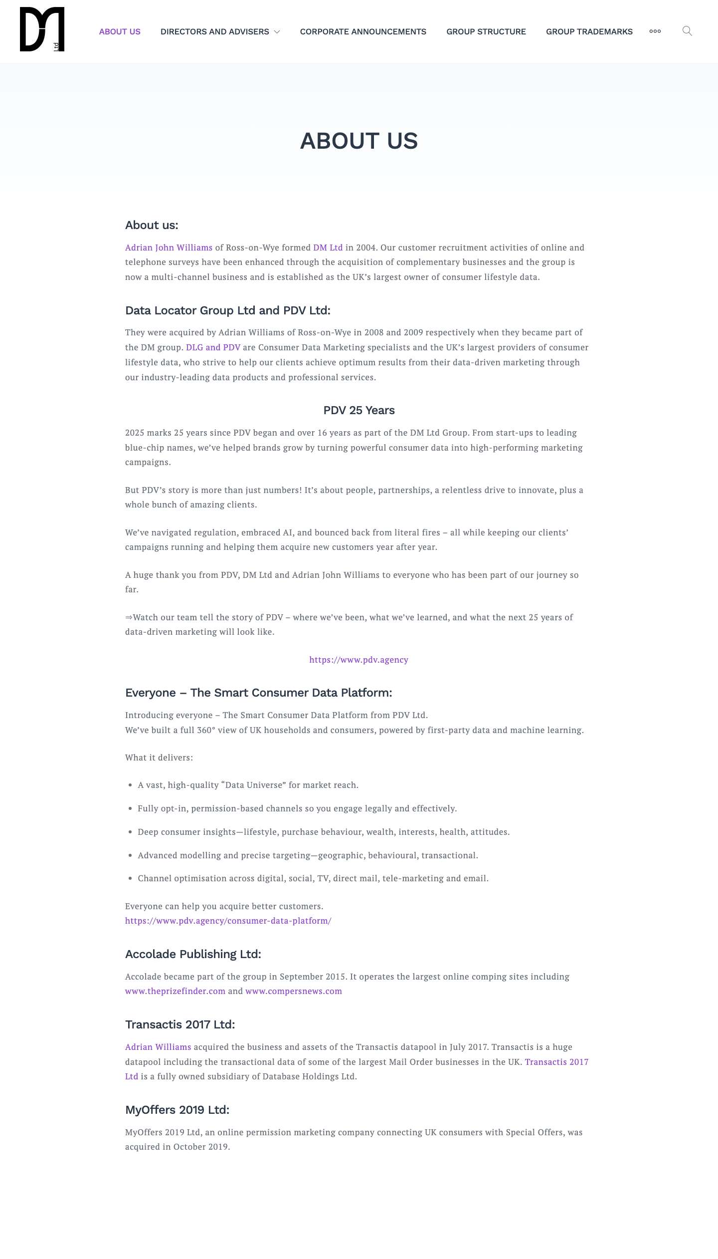 ABOUT US - DMLtd - Full Screenshot