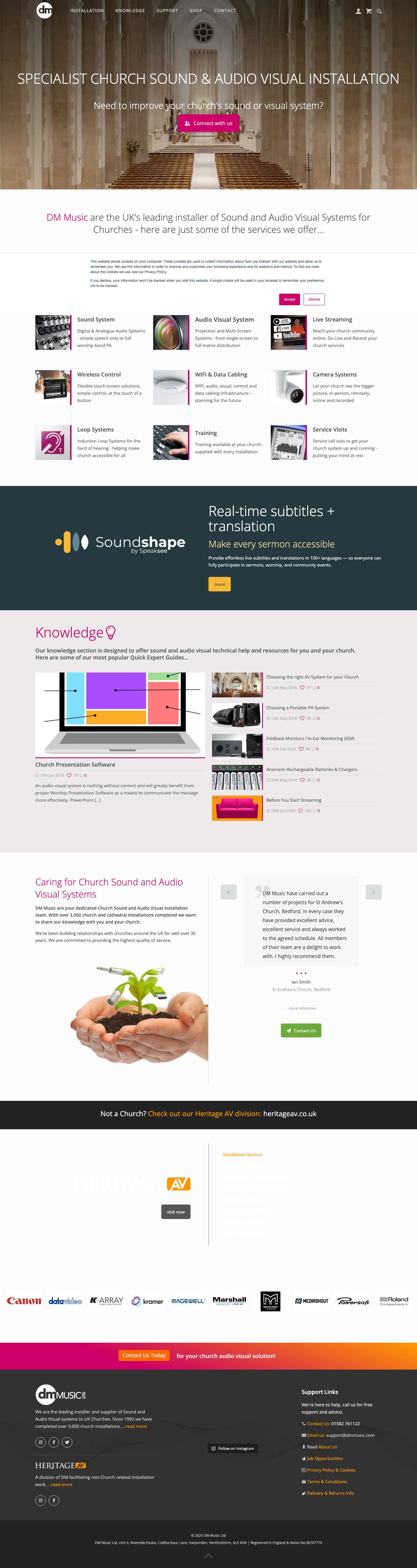 DM Music Ltd - Specialist Church Sound & Audio Visual Installation - Full Screenshot