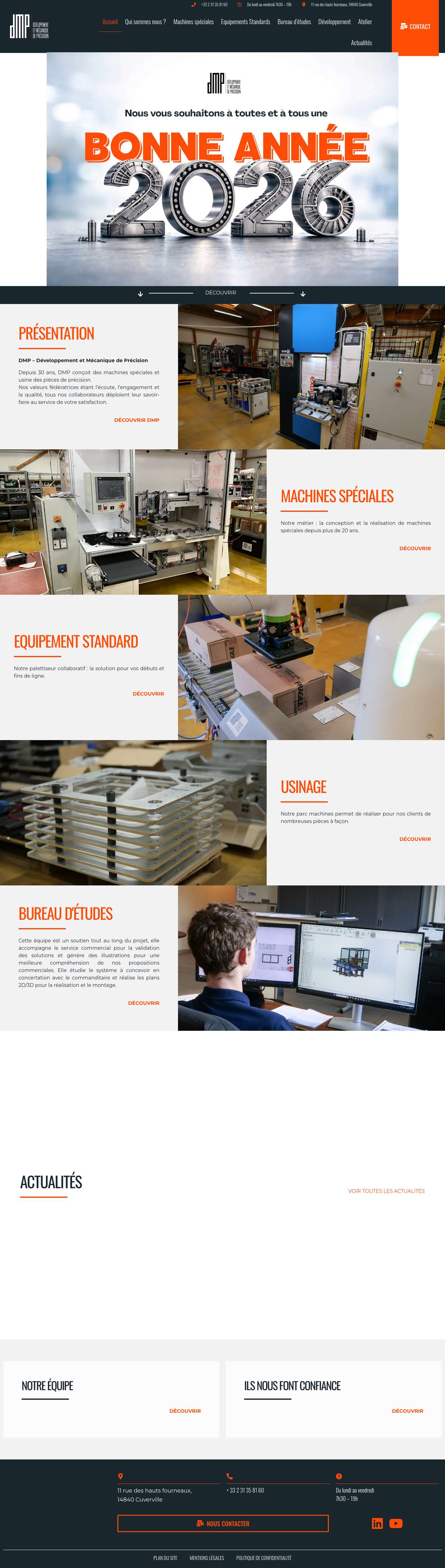 Accueil - DMP - Développement et mécanique de précision - Normandie - Full Screenshot
