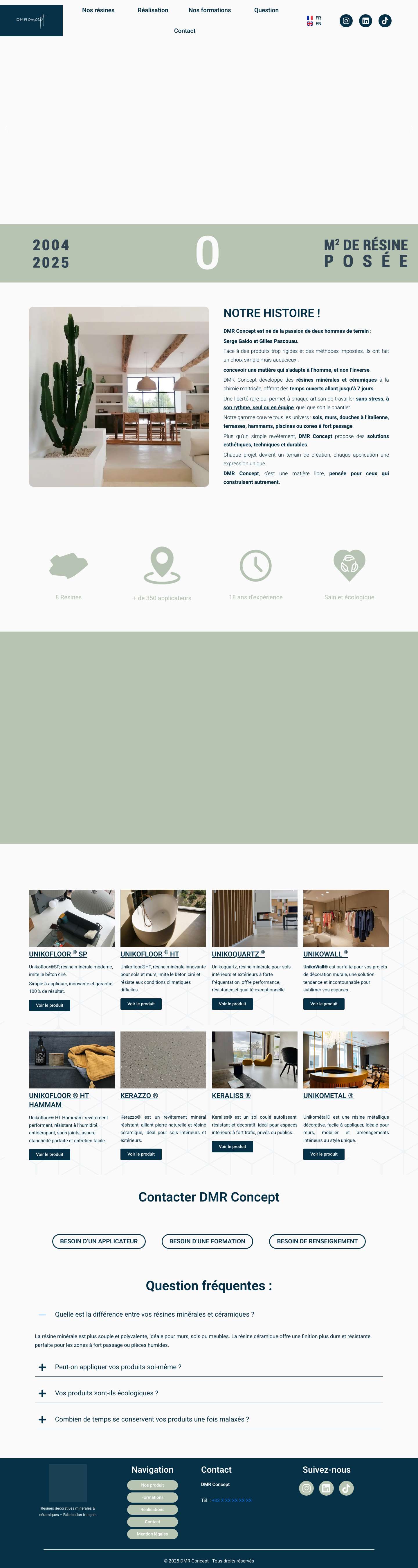 Béton ciré résines minérales & Céramique haut de gamme - DMR Concept - Full Screenshot