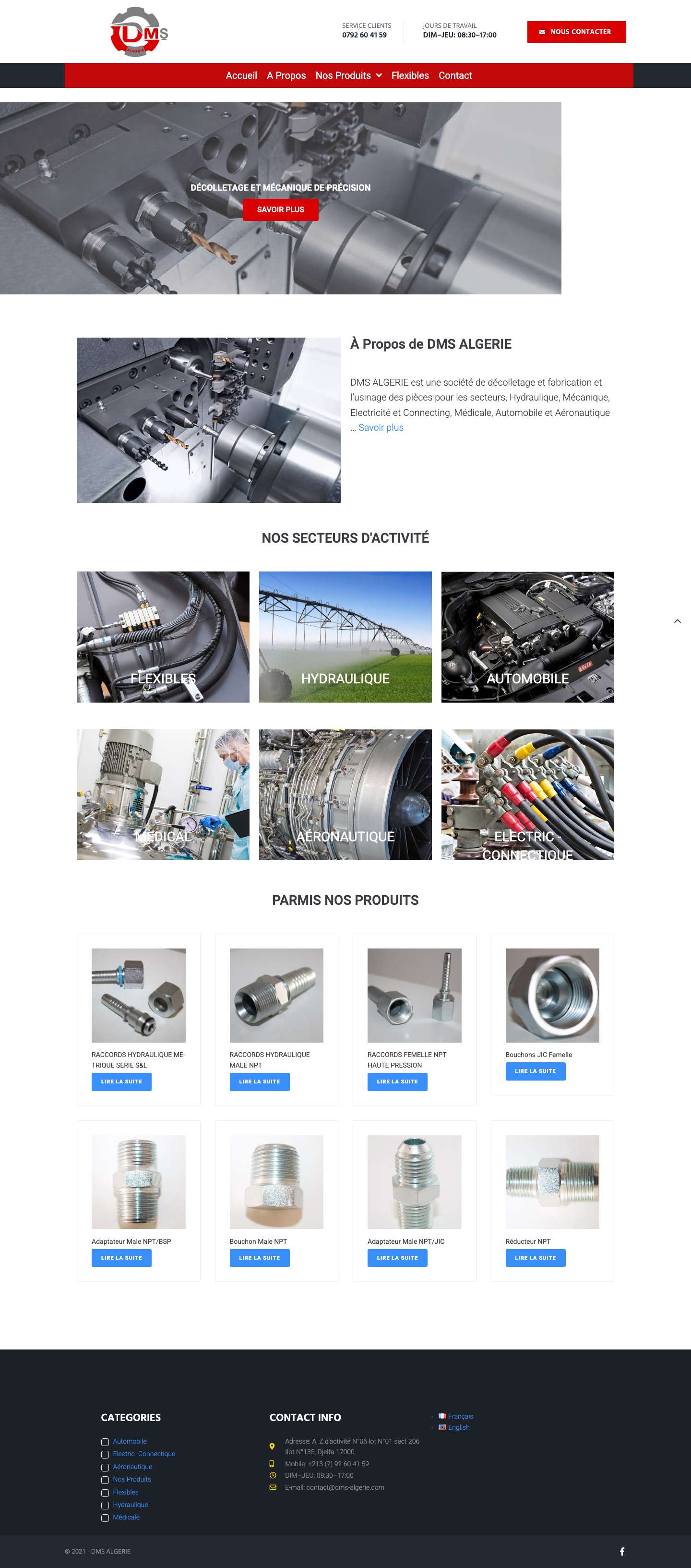 DMS ALGERIE – Décolletage Mécanique sud Algérie - Full Screenshot