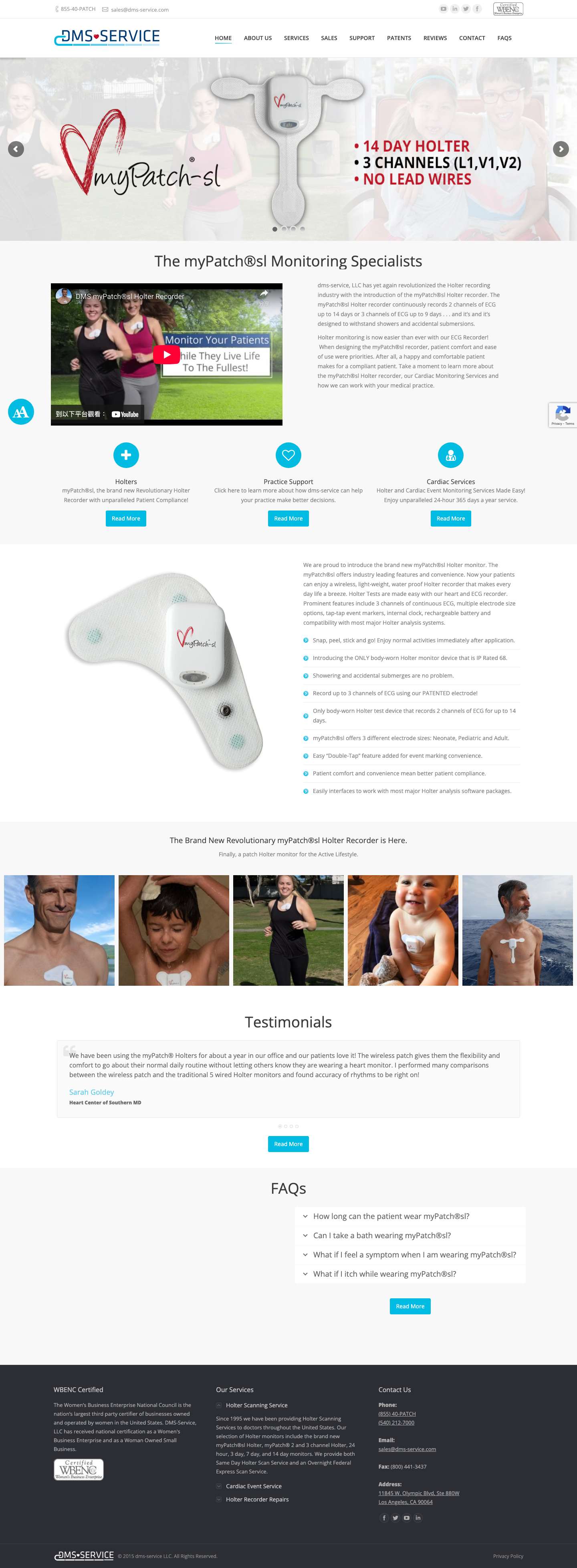 myPatch®sl Waterproof Holter Monitor & Cardiac Services | DMS - Full Screenshot
