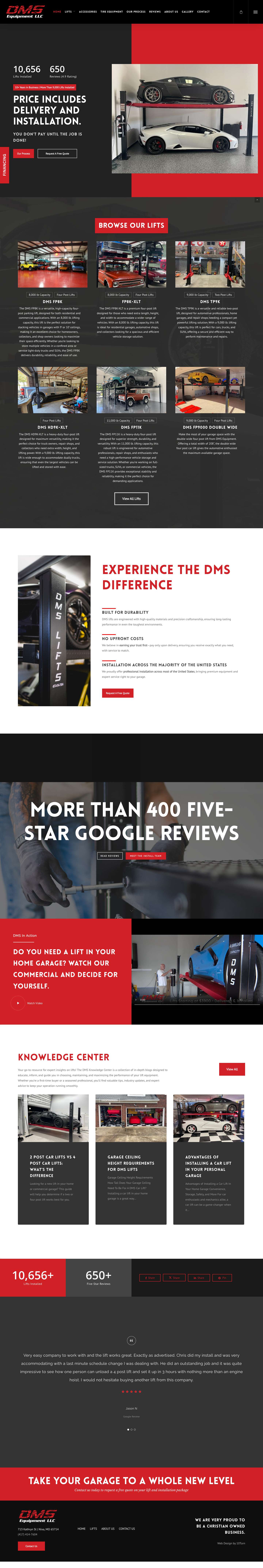 Home - DMS Equipment | 4 and 2 Post Car Lifts - Full Screenshot