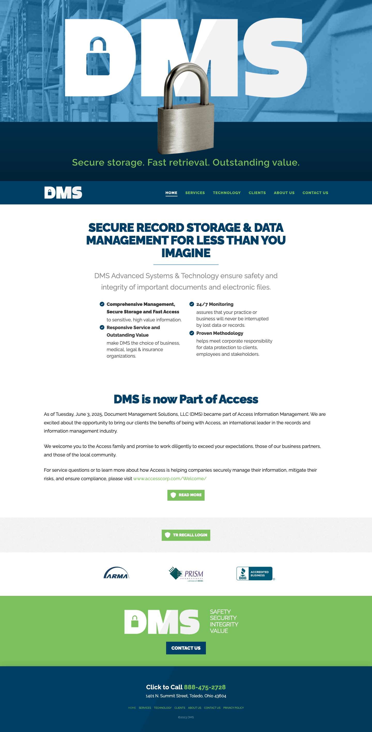 DMS Secure record storage - DMS Advanced Systems & Technology - Full Screenshot