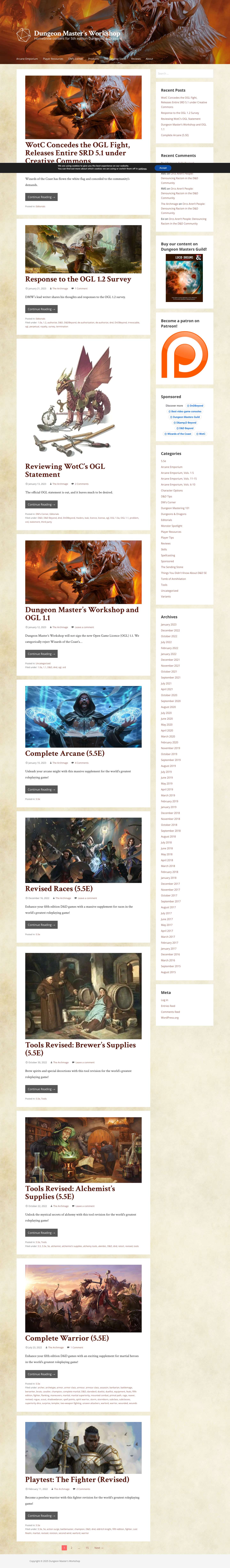 Dungeon Master's Workshop – Homebrew content for 5th edition Dungeons & Dragons - Full Screenshot
