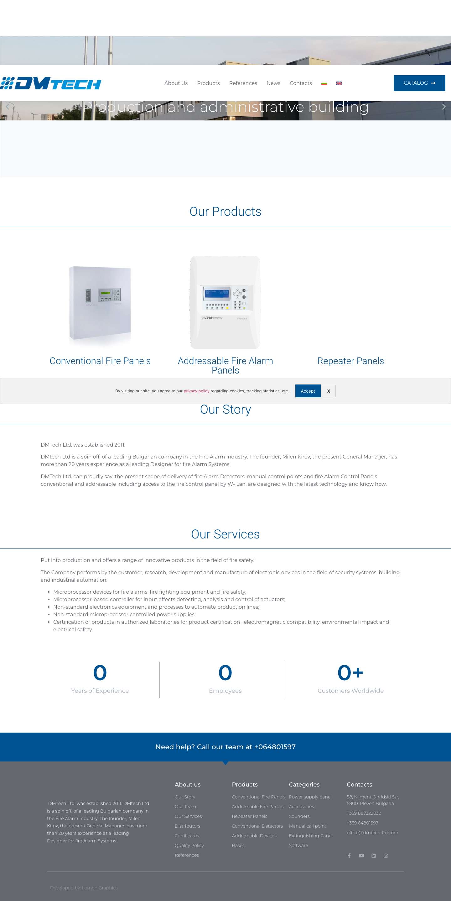 DMTech Ltd. - Fire Alarm Detectors and Fire Alarm Control Panels - Full Screenshot