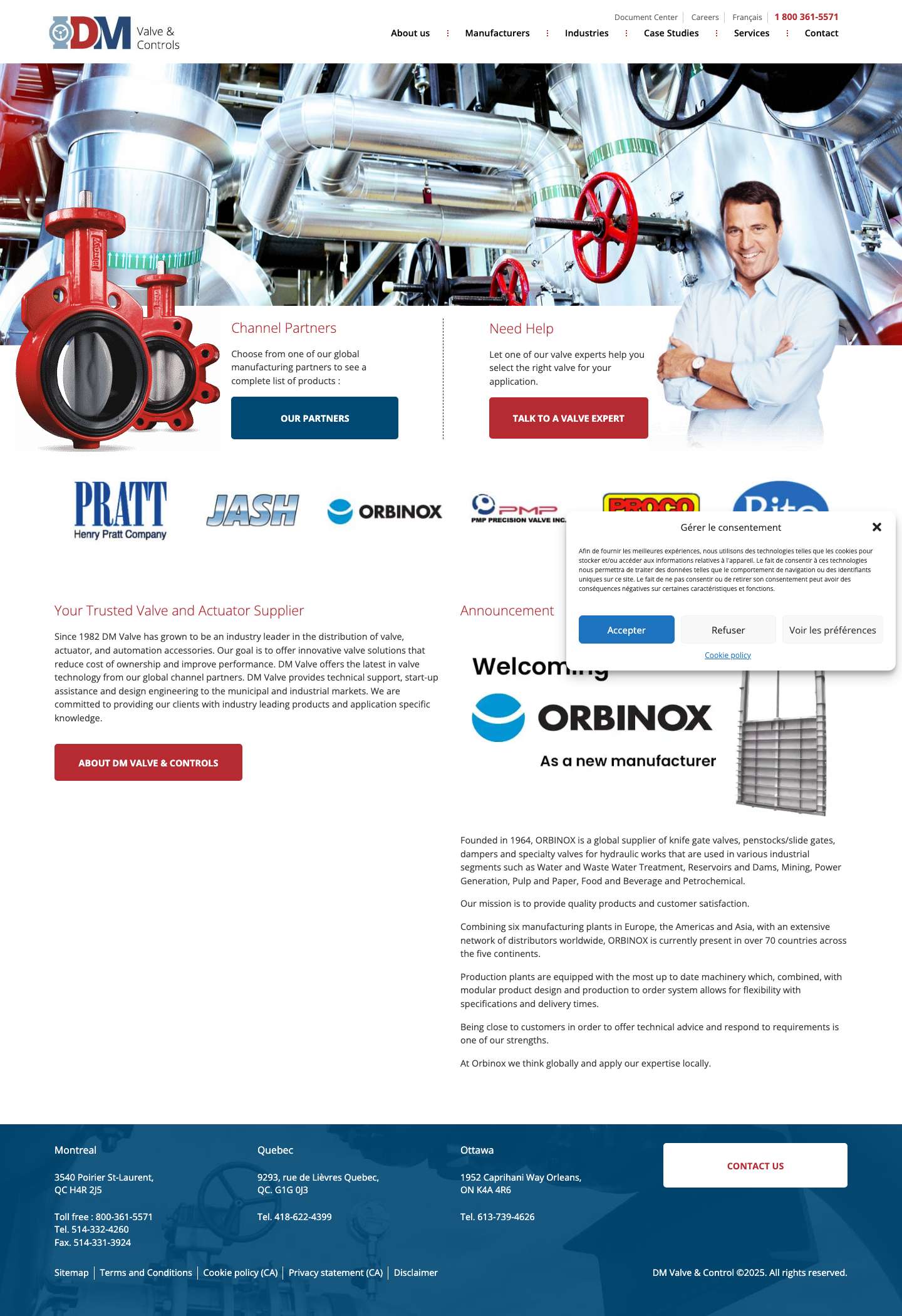 DM Valve & Controls | Votre expert en valves au Québec - Full Screenshot