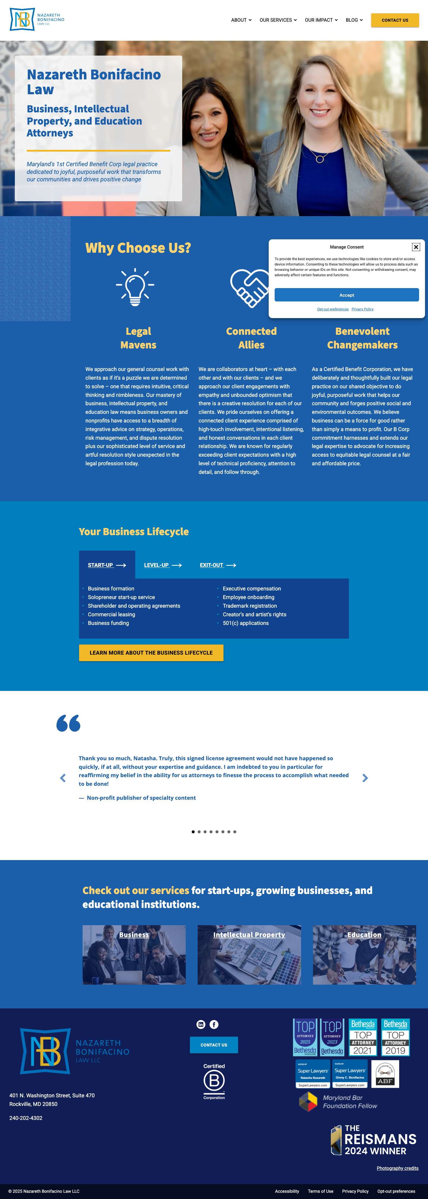 Nazareth Bonifacino Law LLC - Top Business, Intellectual Property, Education Attorneys - Full Screenshot