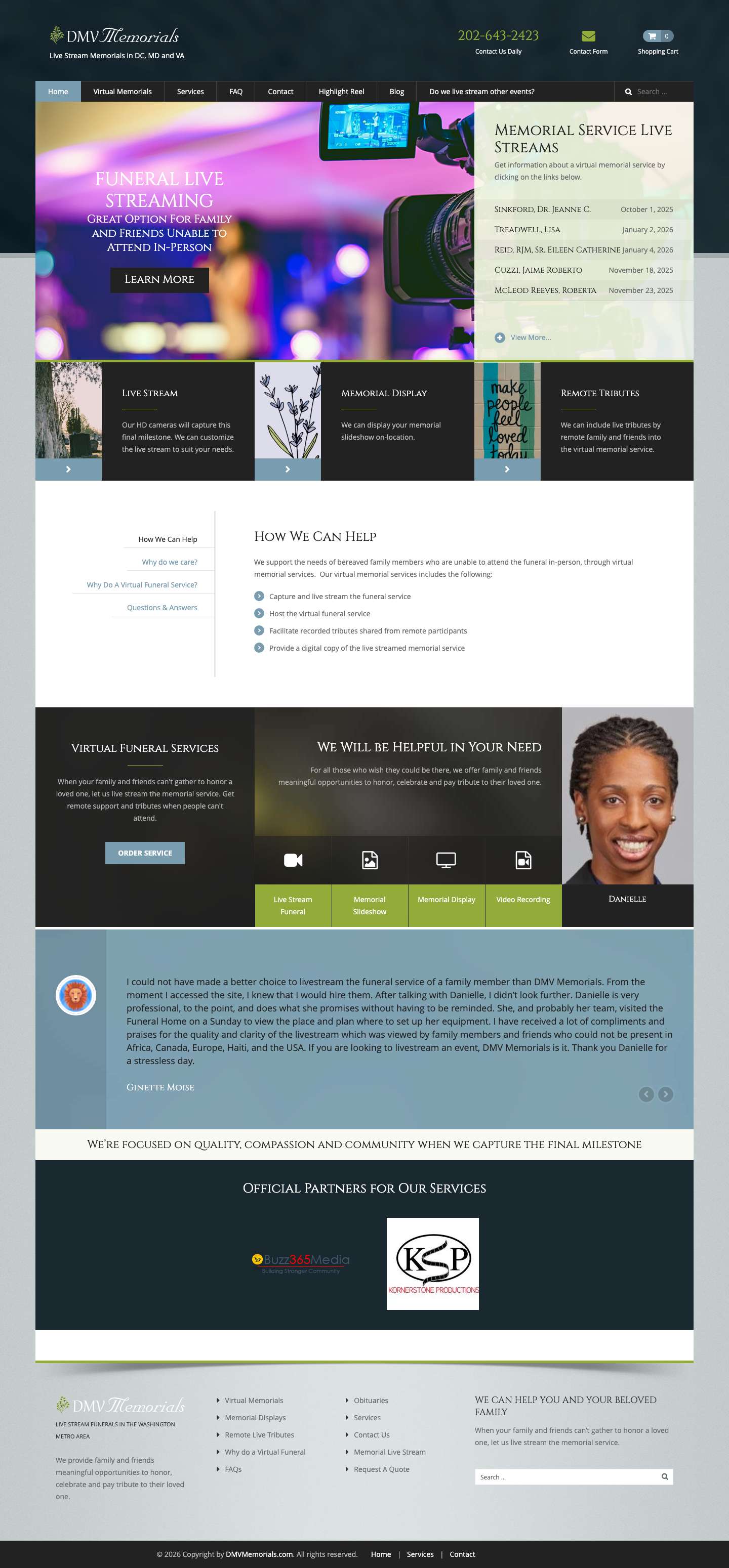 DMV Memorials | Live Stream Memorials in DC, MD and VADMV Memorials – Live Stream Memorials in DC, MD and VA - Full Screenshot