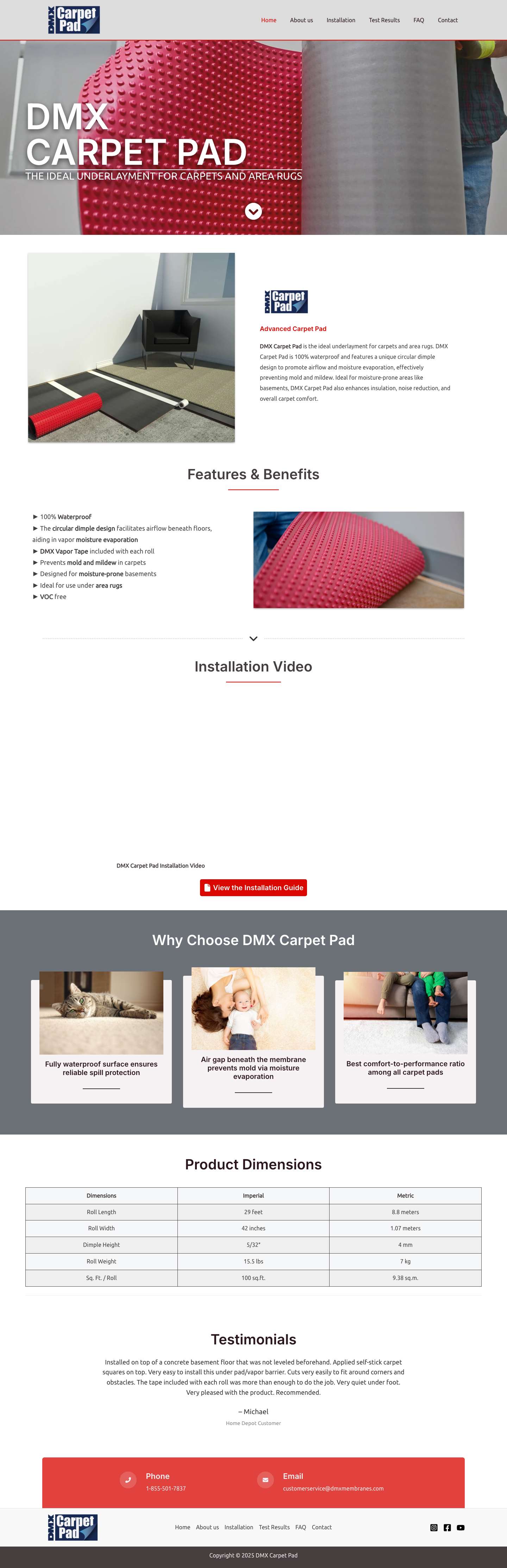 Home - DMX Carpet Pad - Full Screenshot