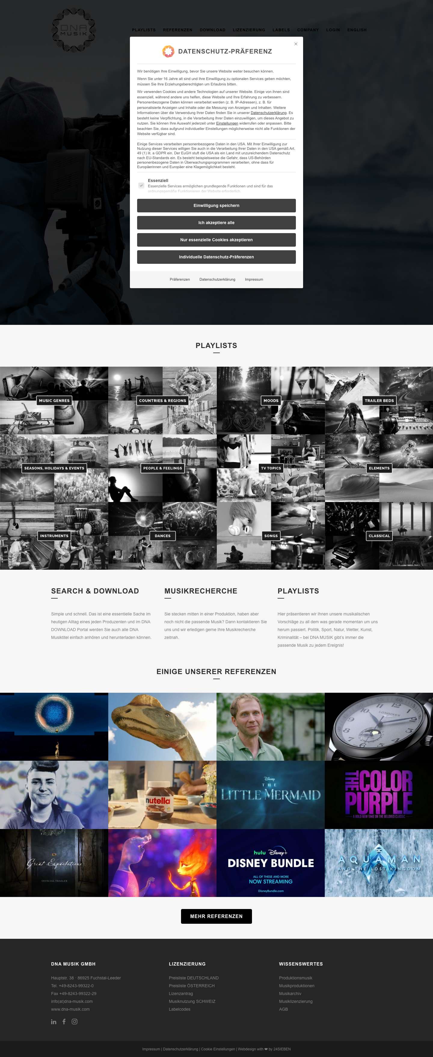 DNA Musik - Produktionsmusik, Musik für Filmproduktionen - Full Screenshot