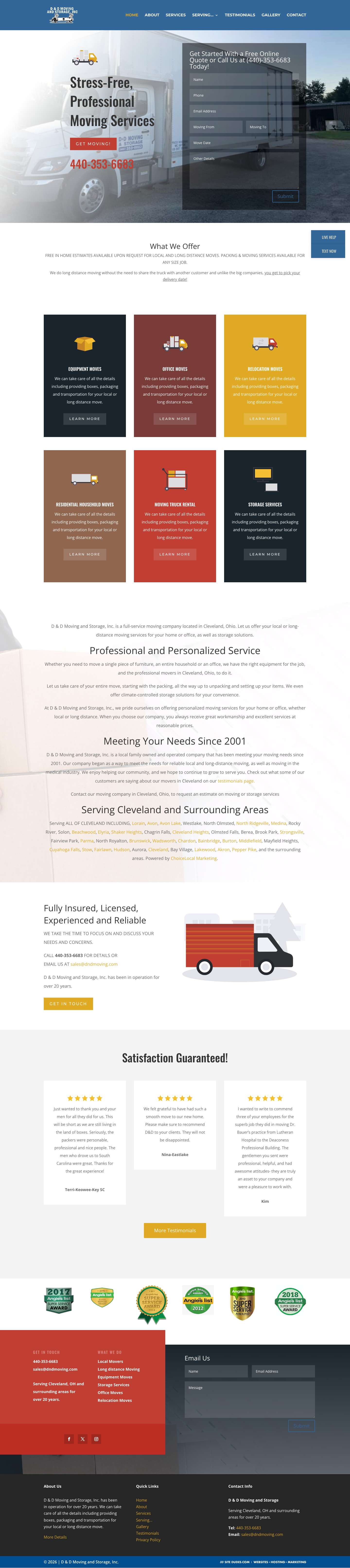 Moving Services in Cleveland, OH | D & D Moving - Full Screenshot