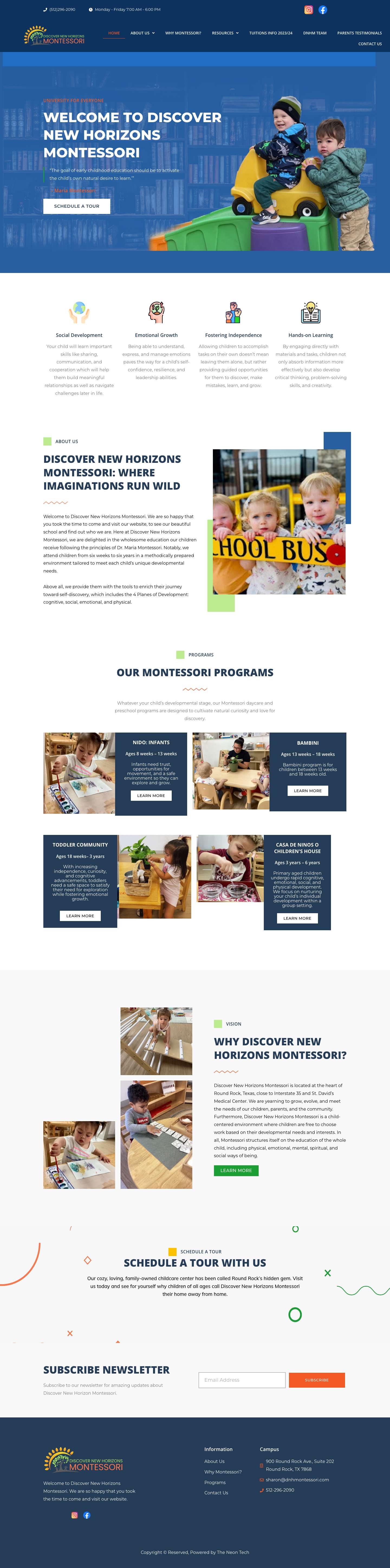 Welcome to Discover New Horizons Montessori - Full Screenshot