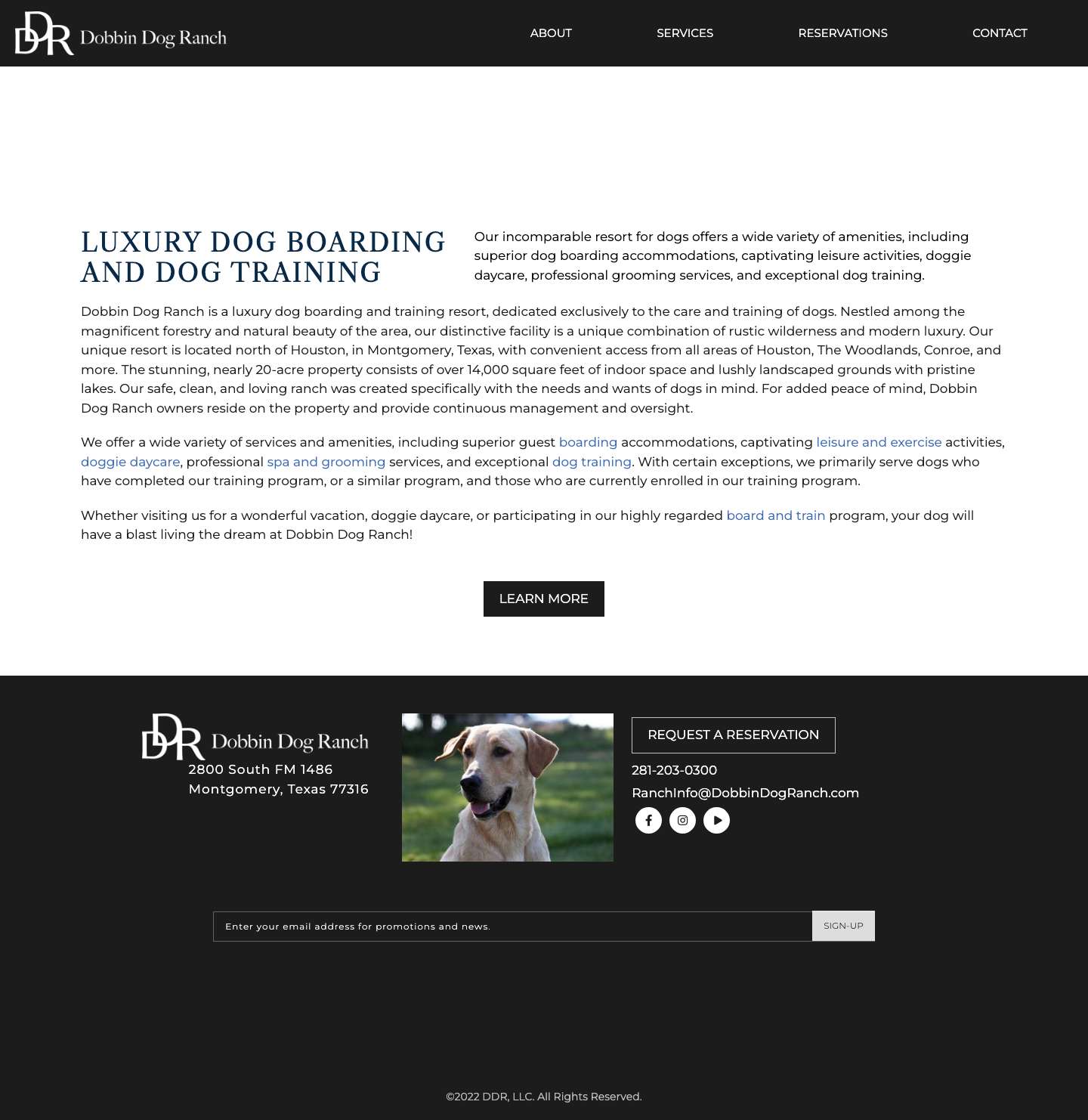 Dobbin Dog Ranch – Exceptional Dog Boarding and Dog Training - Full Screenshot