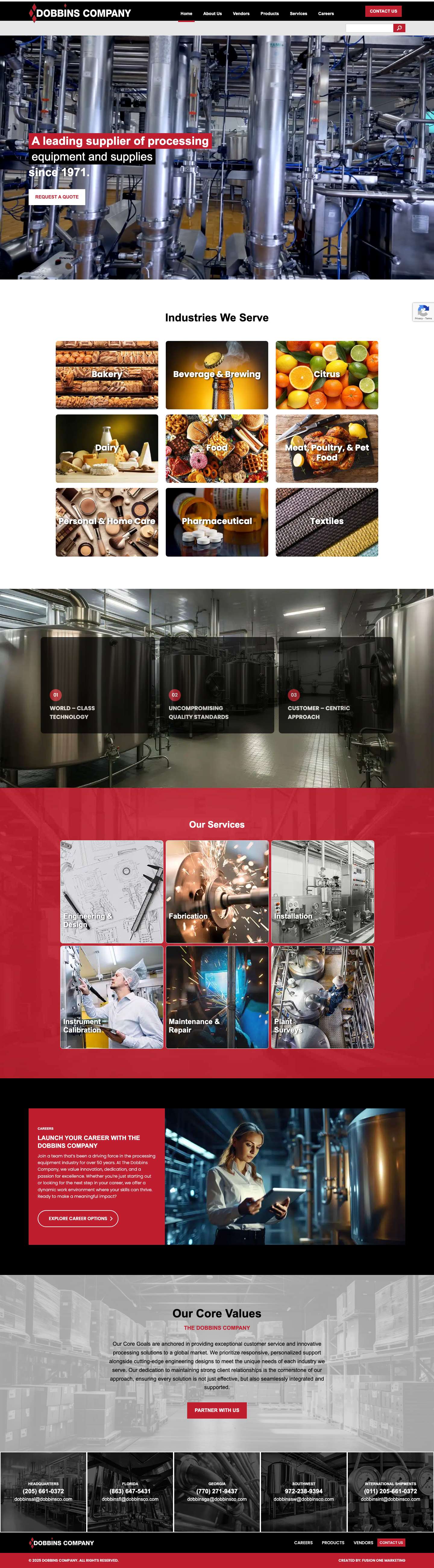 Dobbins Company - Processing Equipment Supplier - Full Screenshot
