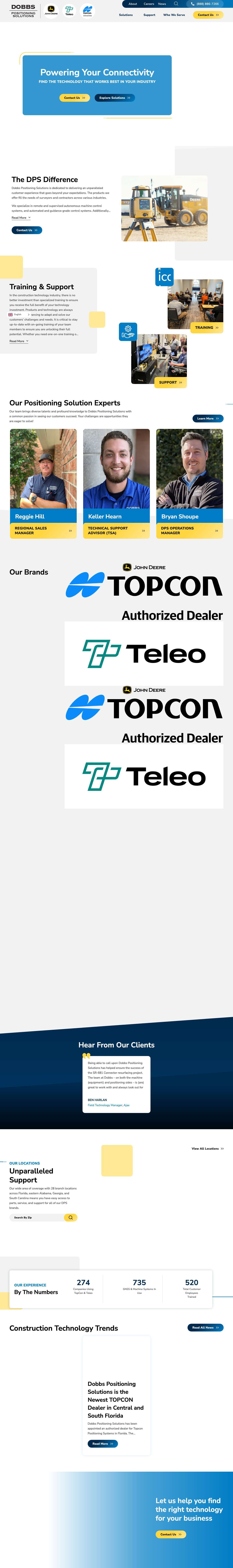 Dobbs Positioning Solutions | Topcon Products for Construction Machines - Full Screenshot