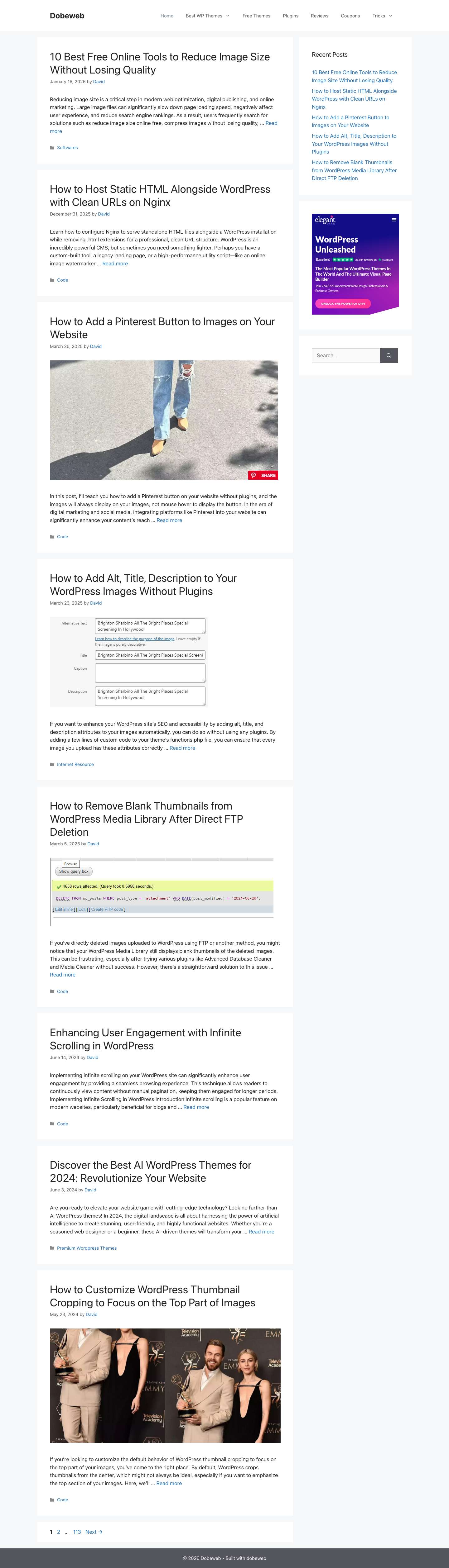 Dobeweb - Premium & Free WordPress Themes, Plugins and WordPress Hacks, Resources - Full Screenshot