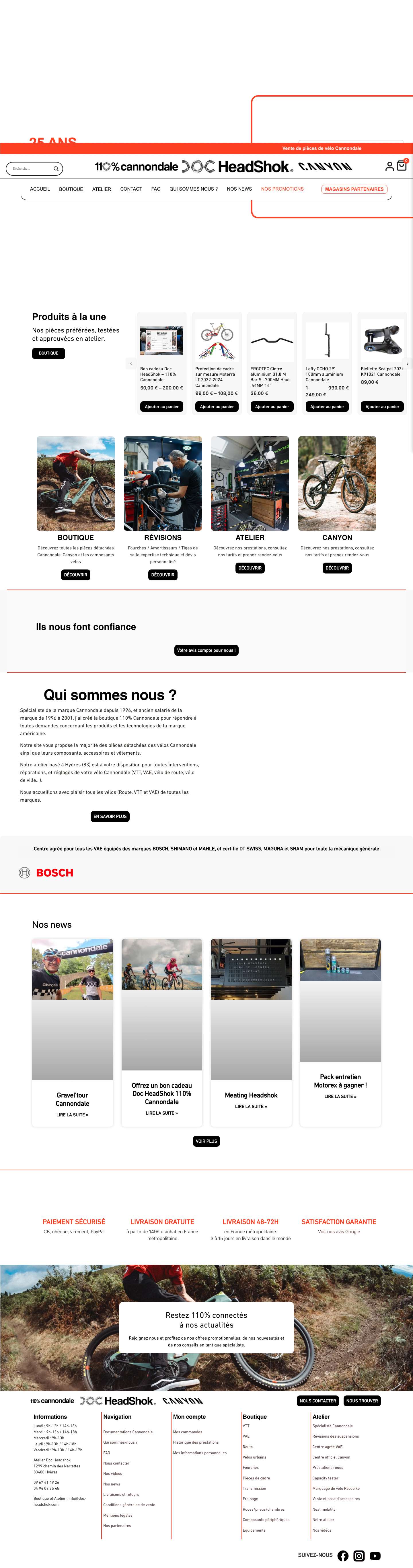 Doc HeadShok atelier et boutique 110% Cannondale - Full Screenshot