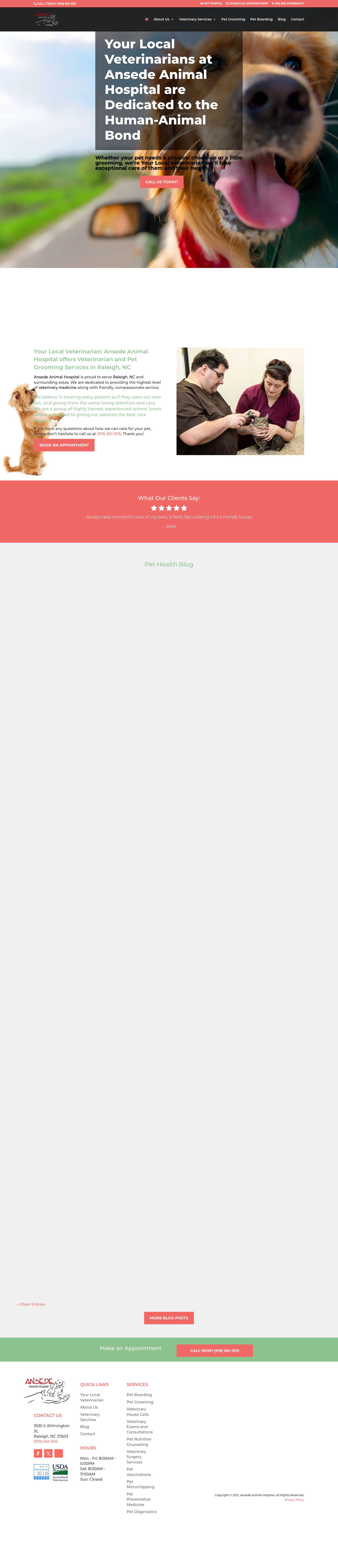 Your Local Veterinarian - Ansede Animal Hospital | Raleigh, NC - Full Screenshot