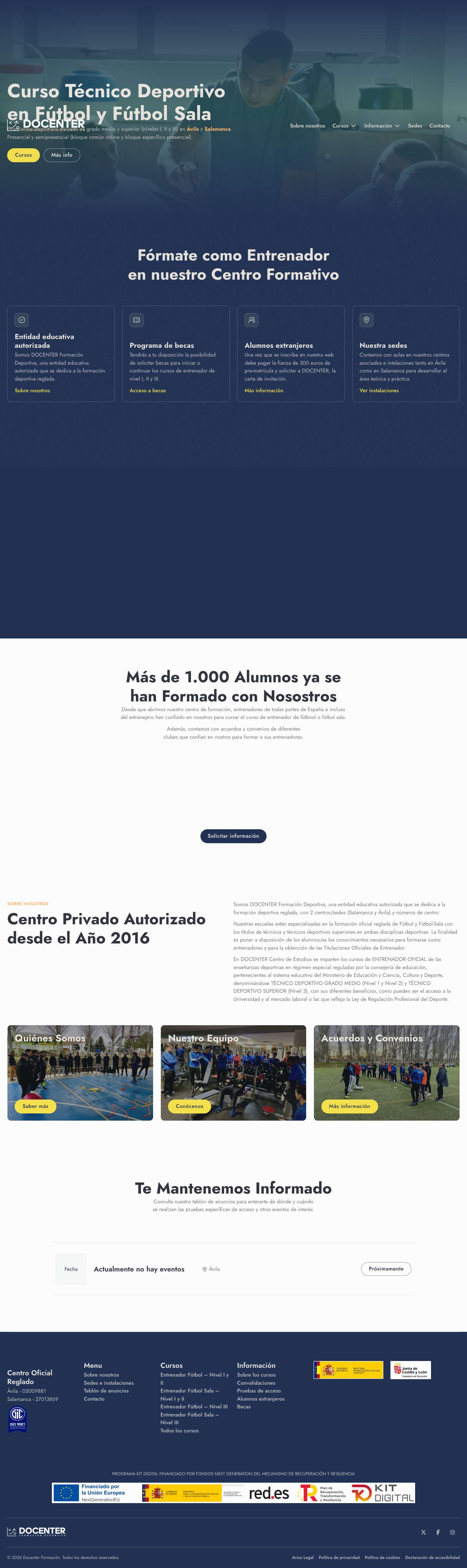 Docenter Formación | Cusos de entrenador de fútbol y fútbol sala - Full Screenshot