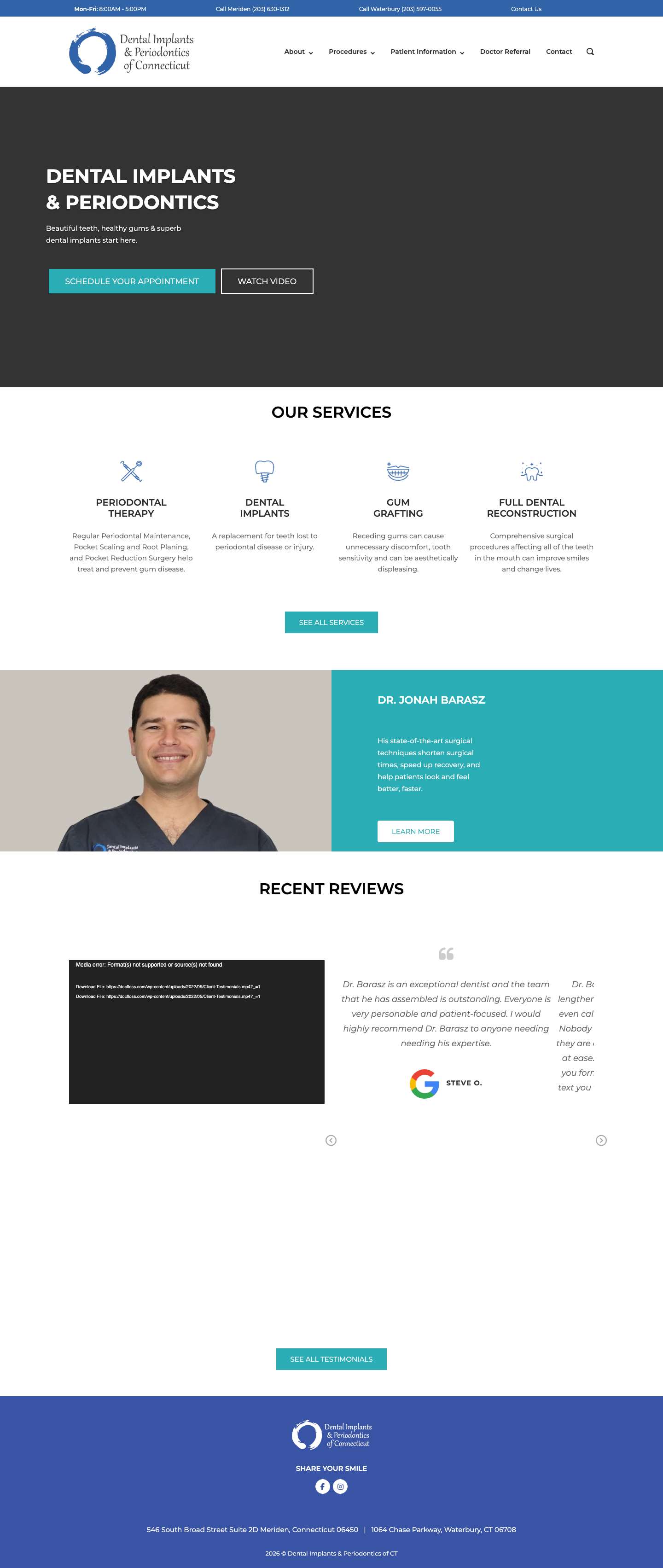 Dental Implants & Periodontics of CT - Full Screenshot