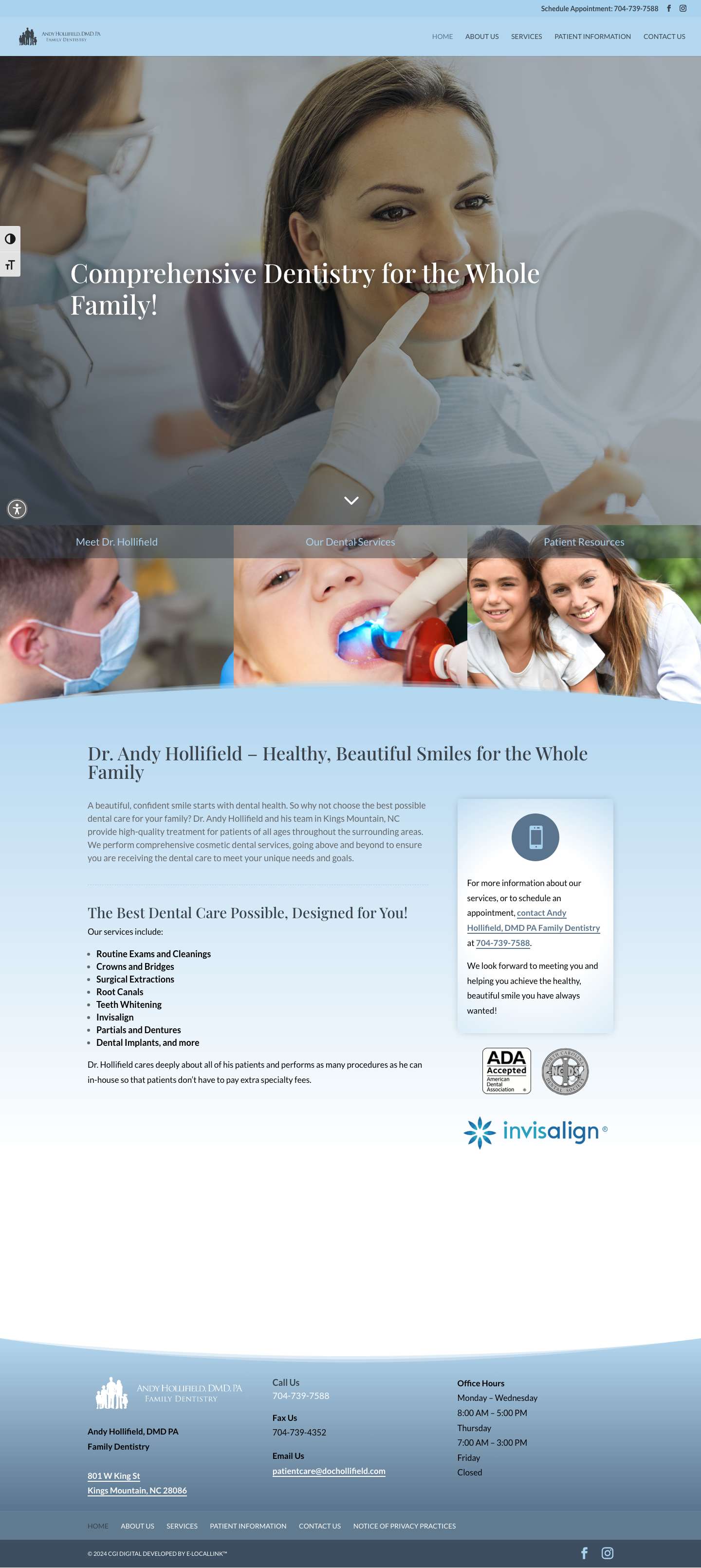 Dentist in Kings Mountain, NC | Andy Hollifield, DMD PA Family Dentistry - Full Screenshot