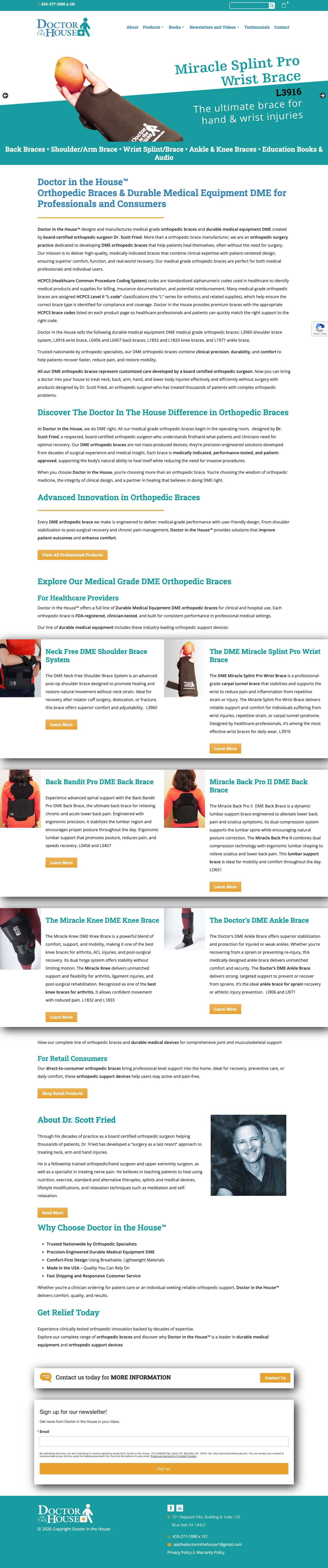 Orthopedic Braces DME Doctor in the HouseDoctor In The House | Doctor Developed Products Helping People Heal Themselves - Full Screenshot