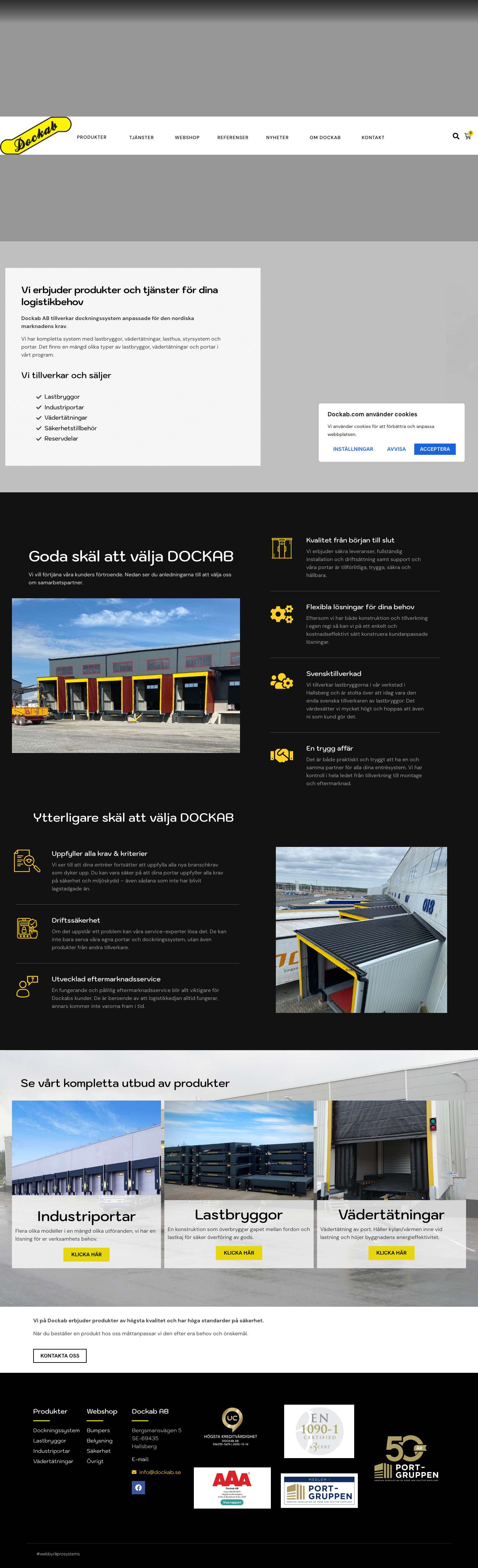 Hem - Dockab AB - Vi levererar kompletta dockningssystem. - Full Screenshot