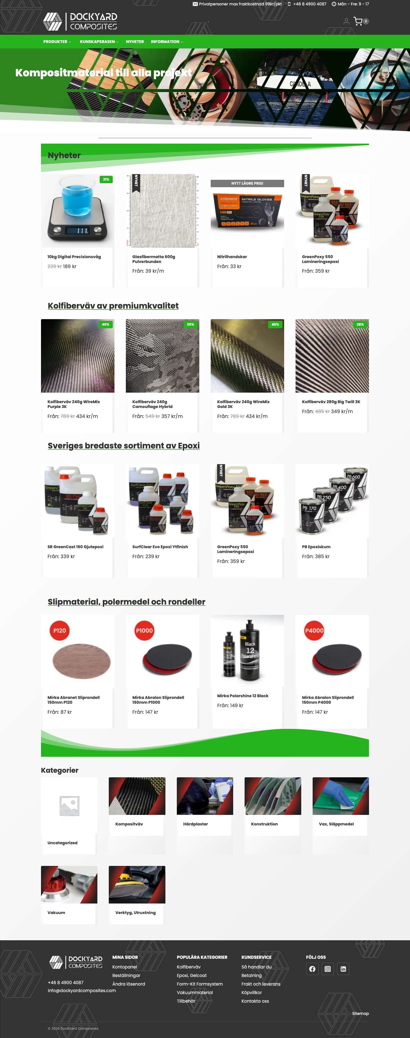 DockYard Composites | Kompositmaterial för alla projekt - Full Screenshot