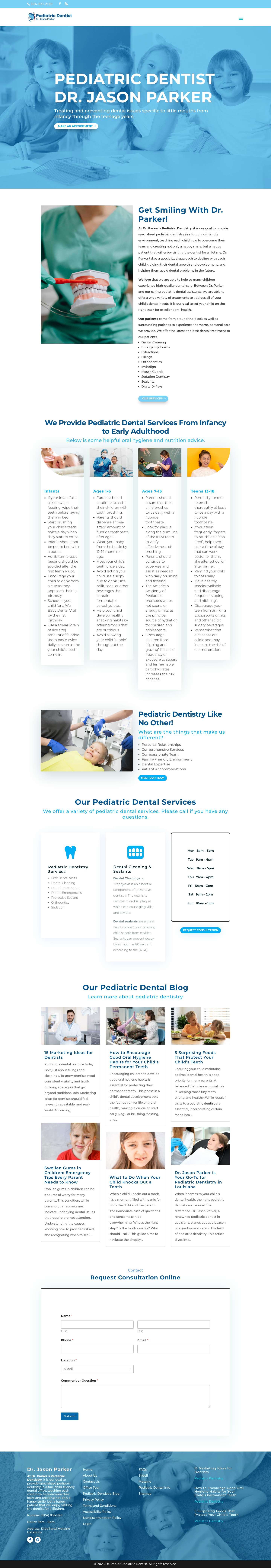 Pediatric Dentist Dr. Jason Parker - Dr. Parker Pediatric Dentist - Full Screenshot