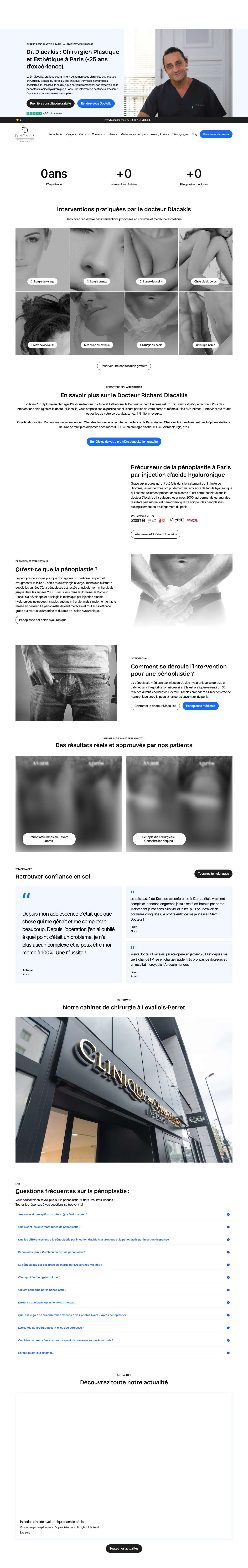 Dr Diacakis : chirurgien esthétique et expert pénoplastie à Paris depuis +25 ans ! - Full Screenshot