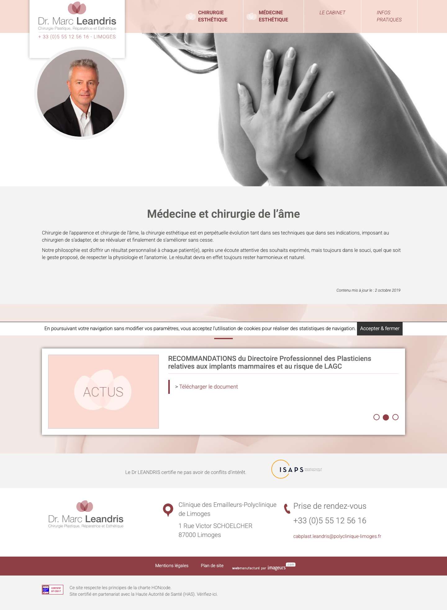 Leandris Esthétique, Chirurgie plastique, réparatrice et esthétique - Full Screenshot