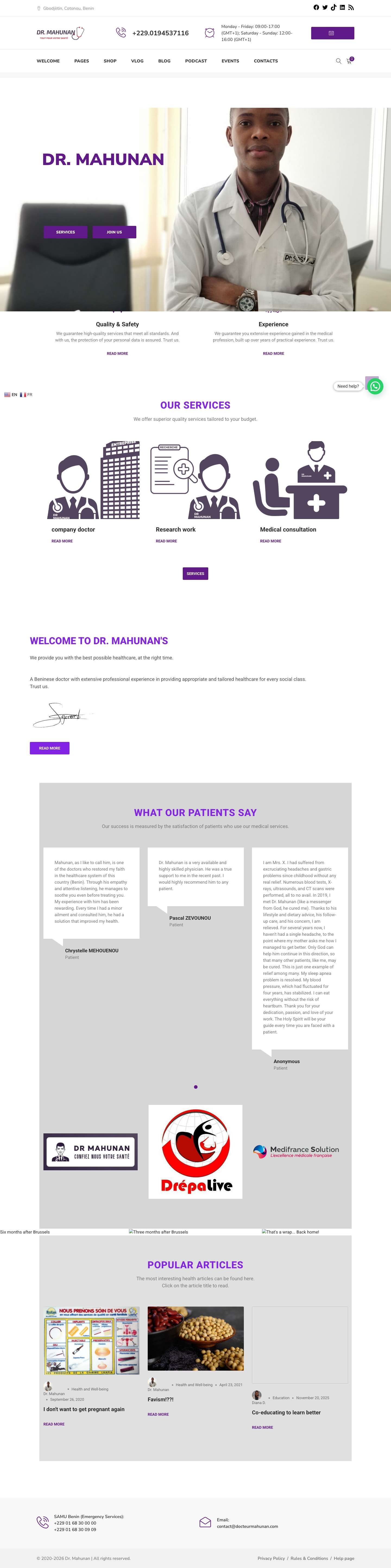 Dr. Mahunan | Tout pour votre SantéWhatsApp - Full Screenshot