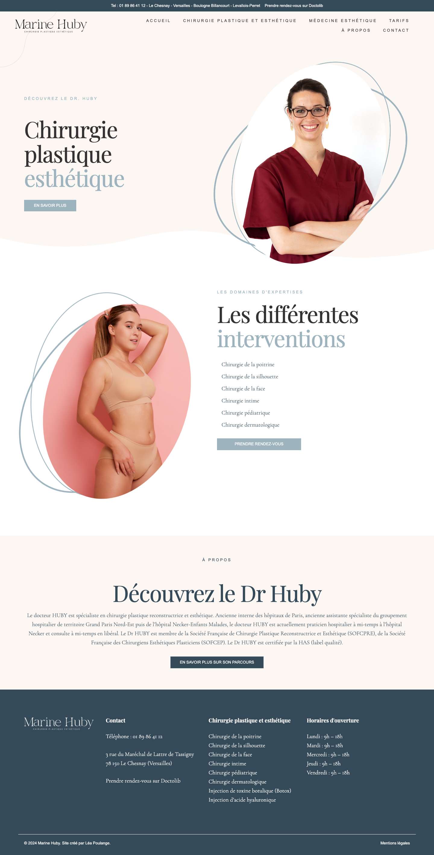Marine Huby | Chirurgie plastique esthétique à Paris - Accueil - Full Screenshot