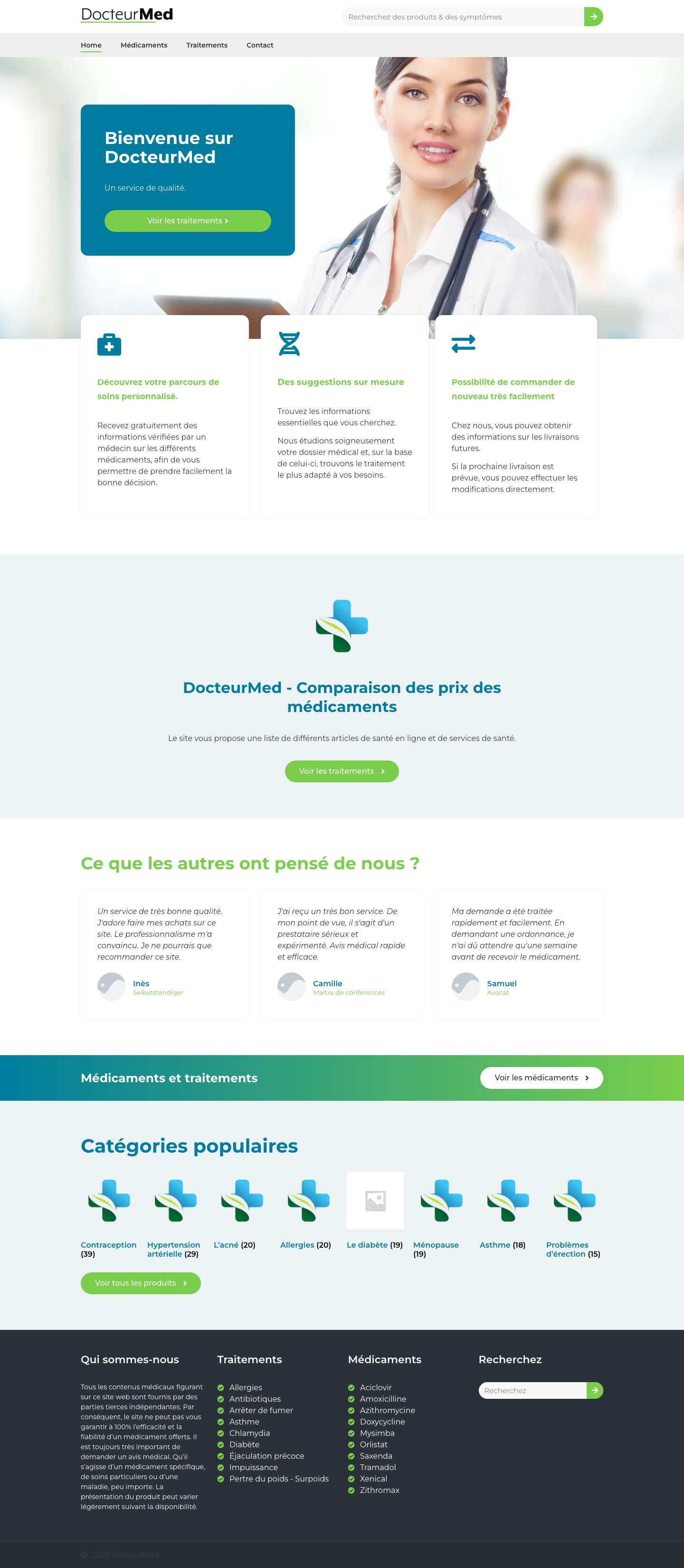 Médicaments en Ligne - DocteurMed - Full Screenshot