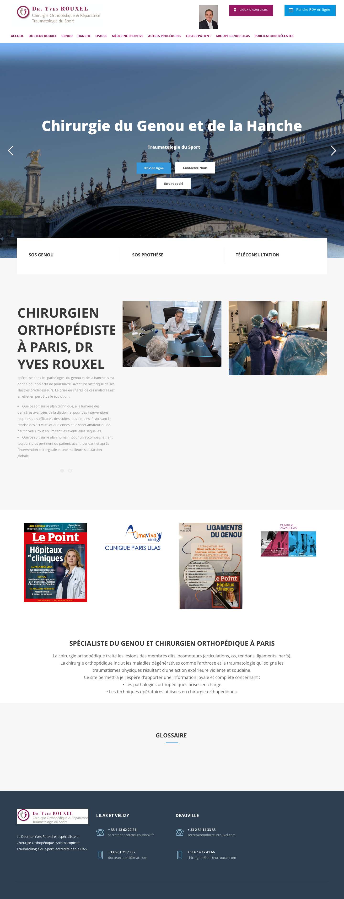 Chirurgien Orthopédiste Paris | Spécialiste du genou | Dr Yves Rouxel - Full Screenshot