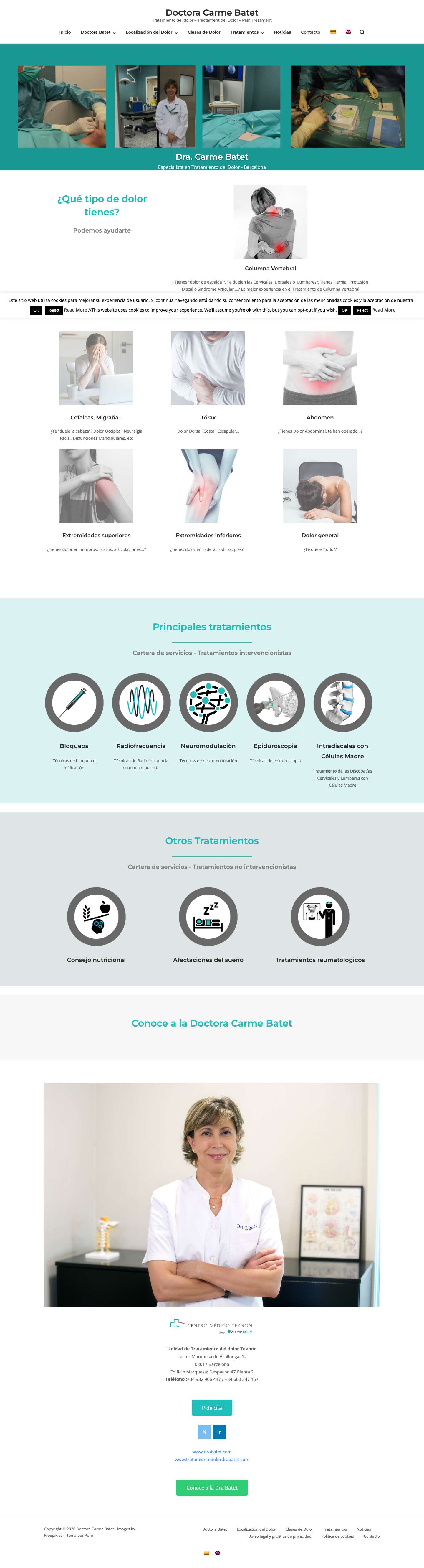 Tratamiento del dolor – Doctora Carme Batet - Full Screenshot