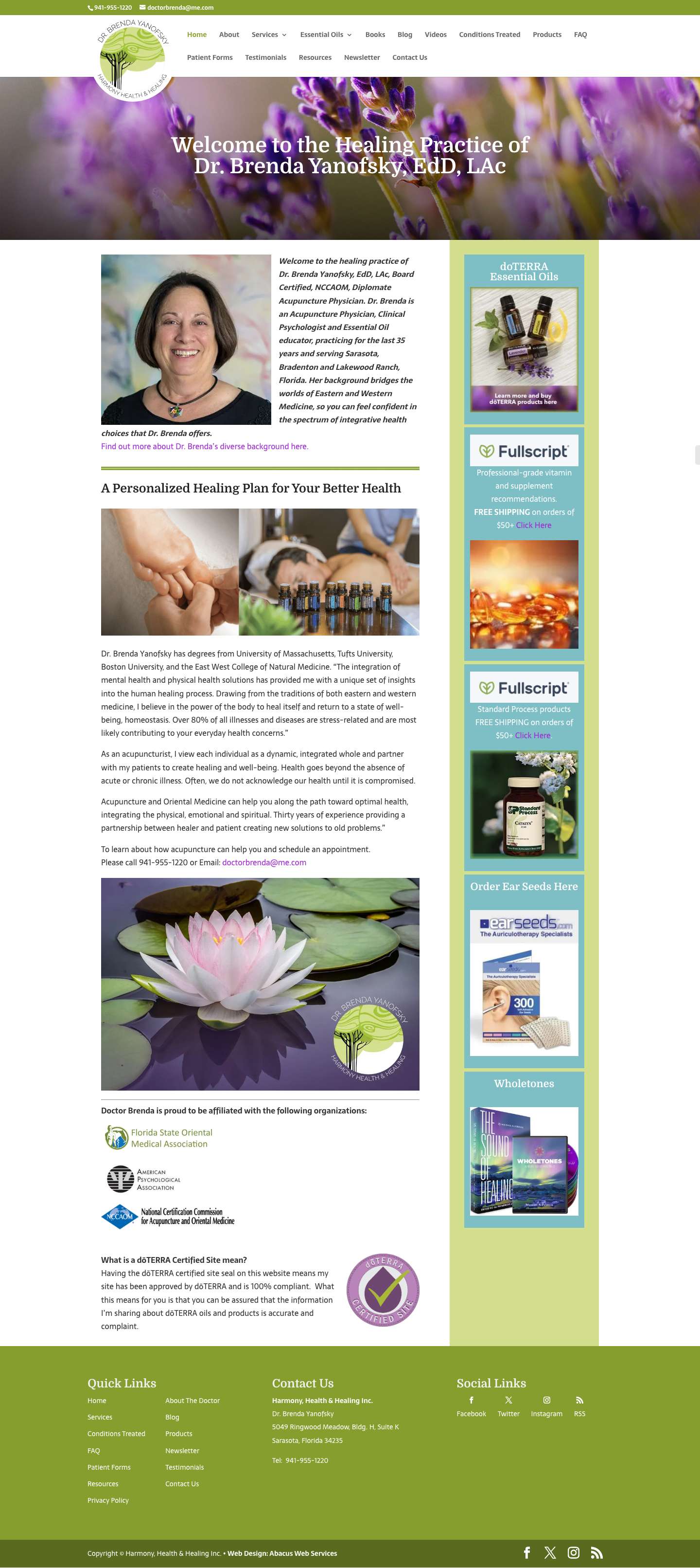 Home - Dr. Brenda Harmony Health & Healing, Inc. Sarasota, Bradenton FL - Full Screenshot