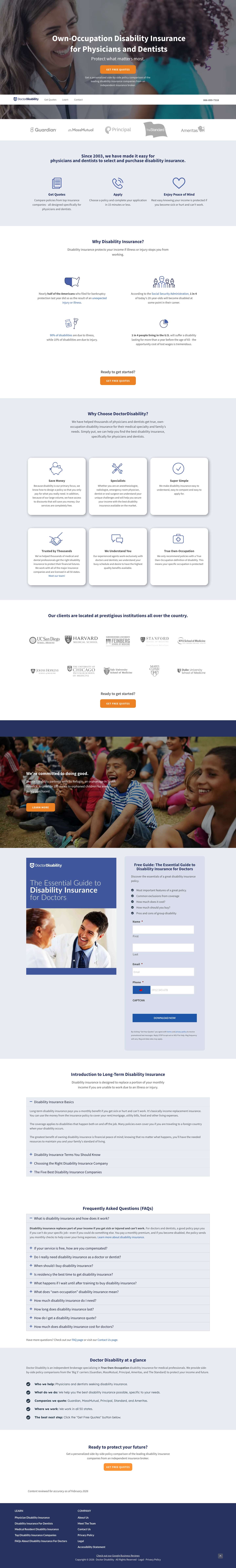 Doctor Disability | Disability Insurance for Physicians and Dentists - Full Screenshot