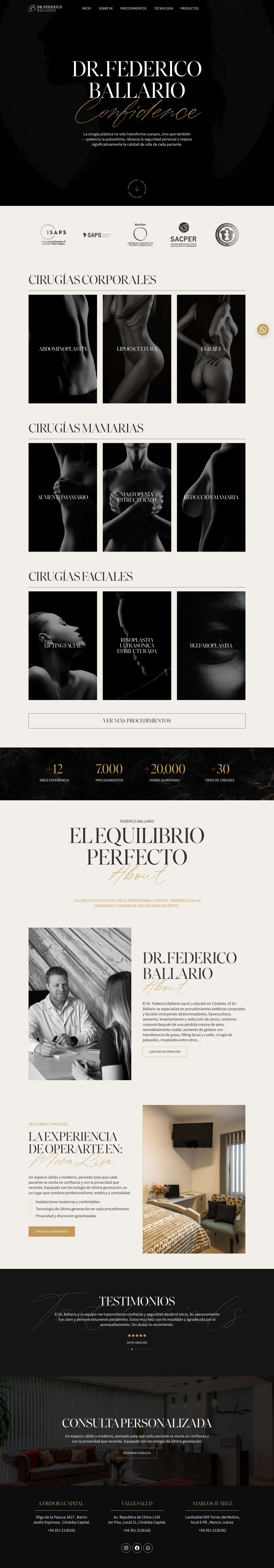 Federico Ballario – Cirugías plástica, estética y reconstructiva.Somos especialistas en: Liposuccion, rinoplastia, lifting, gluteoplastia, levantamiento de muslos, abdominioplastia, etc. - Full Screenshot