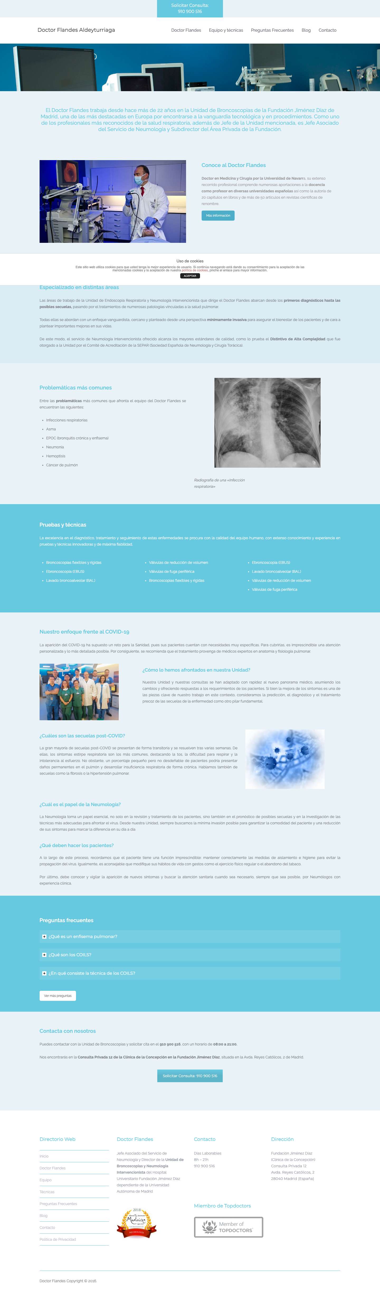 Neumólogo especialista en enfermedades del pulmón | Dr. Flandes - Full Screenshot