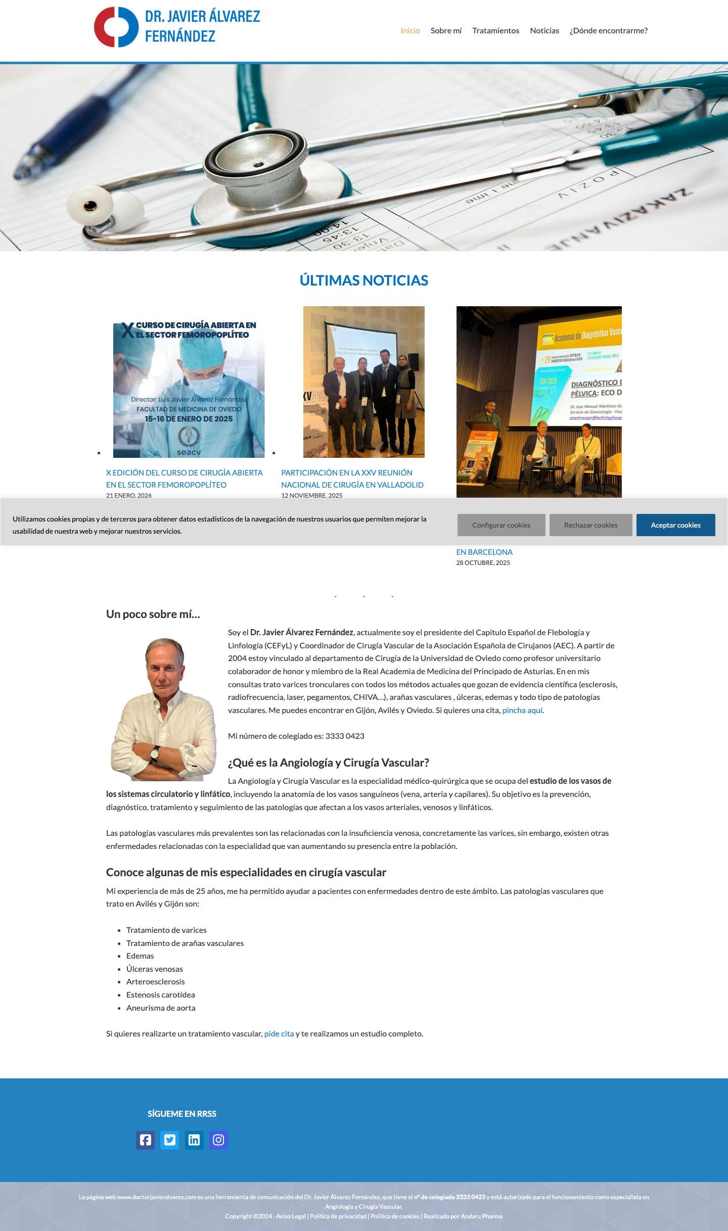 Dr. Javier Álvarez especialista en Angiología y Cirugía Vascular - Full Screenshot